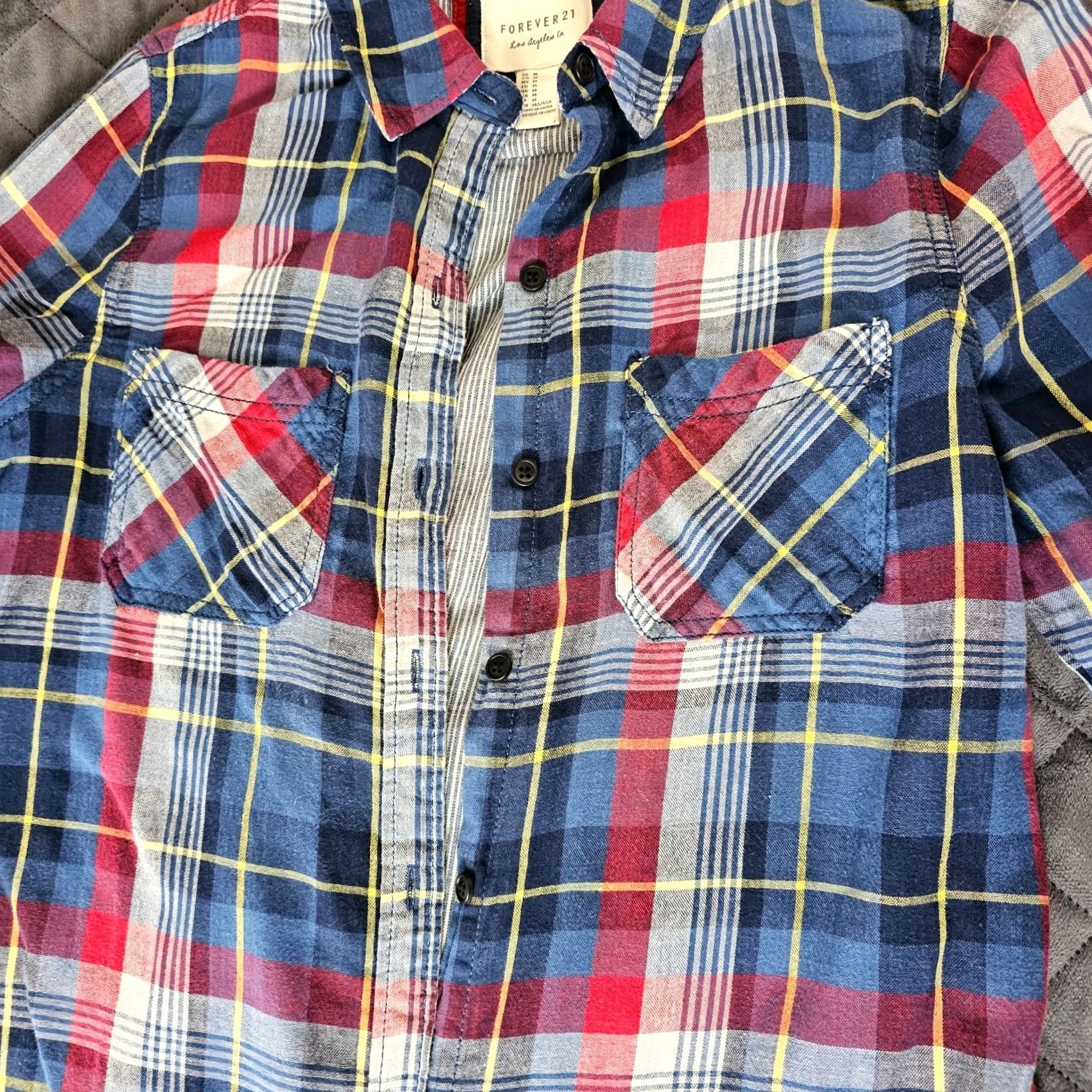 Forever 21 Forever 21 Men's Blue Plaid Western Button-Down Shirt Size M Casual Pockets Long Sleeve Cotton Blend Button-Up Closet Western Theme Mens Size US M / EU 48-50 / 2 - 3 Thumbnail