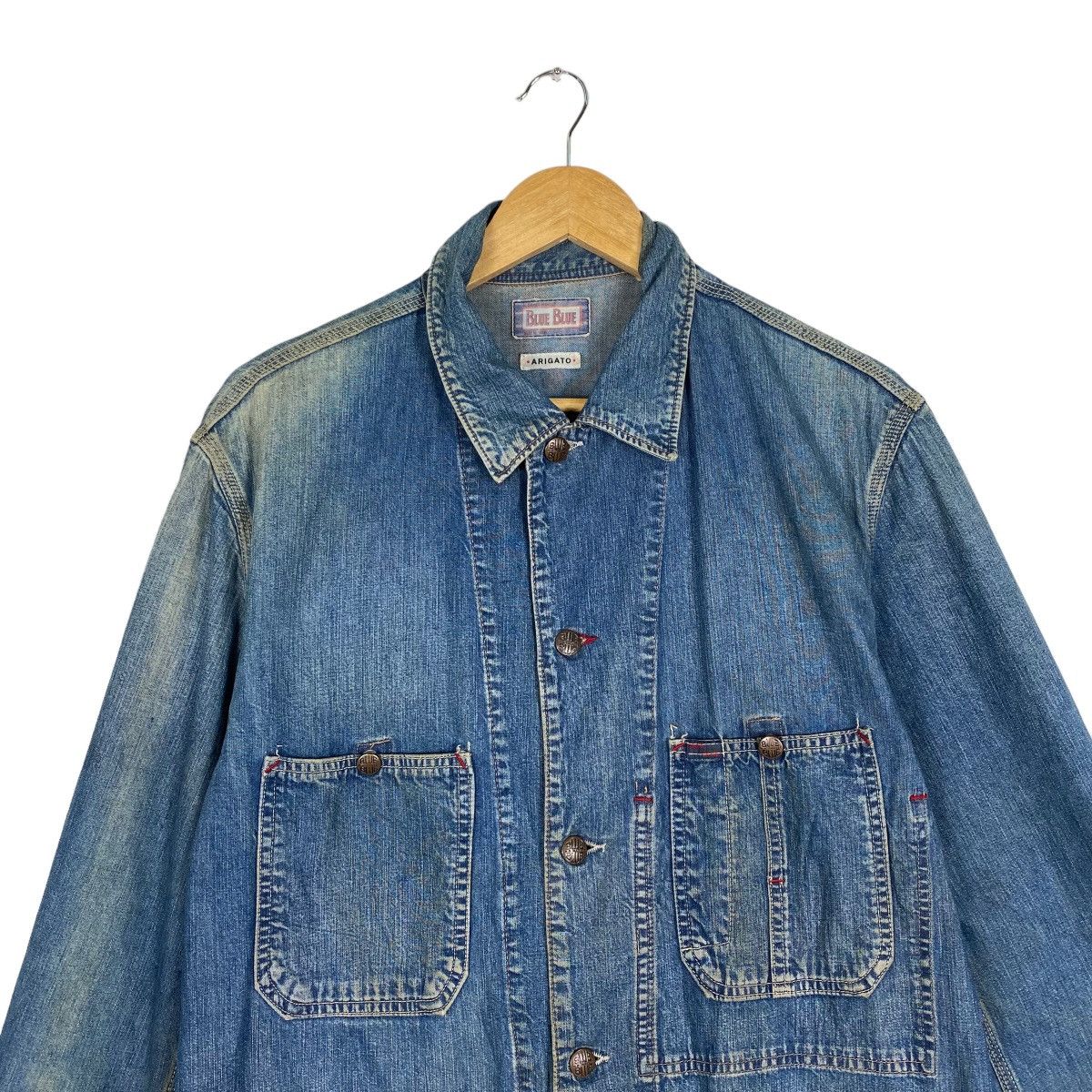 Blue Blue Japan Vintage BLUE BLUE ARIGATO Denim Chore Jacket Size US M / EU 48-50 / 2 - 4 Thumbnail