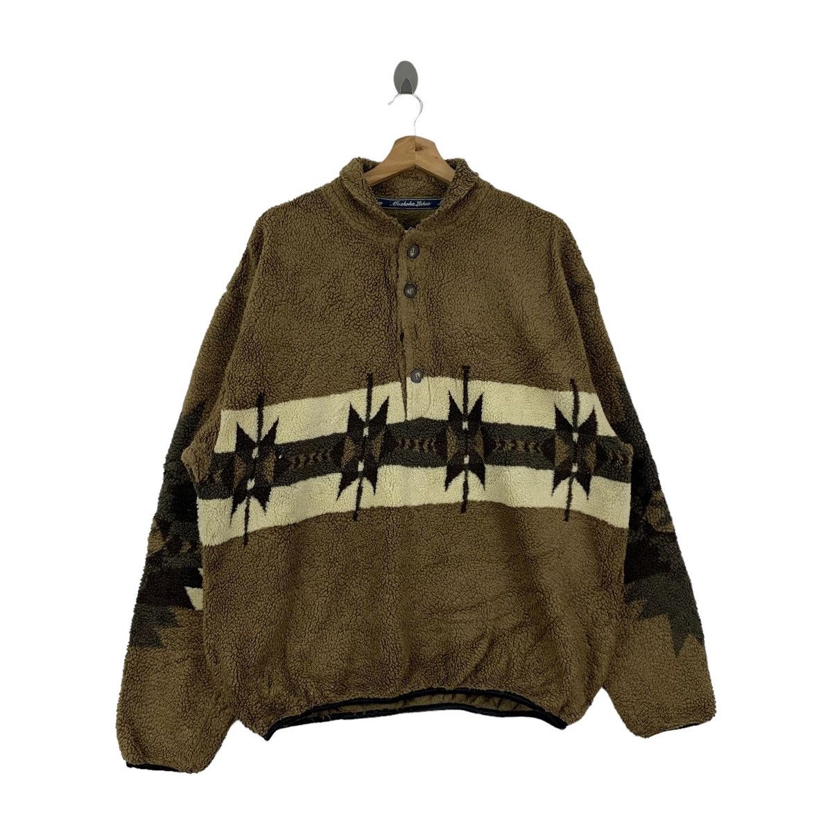 Vintage Vintage MUSKOKA LAKES Native Fleece Half Button Sweatshirt Size US L / EU 52-54 / 3 - 3 Thumbnail