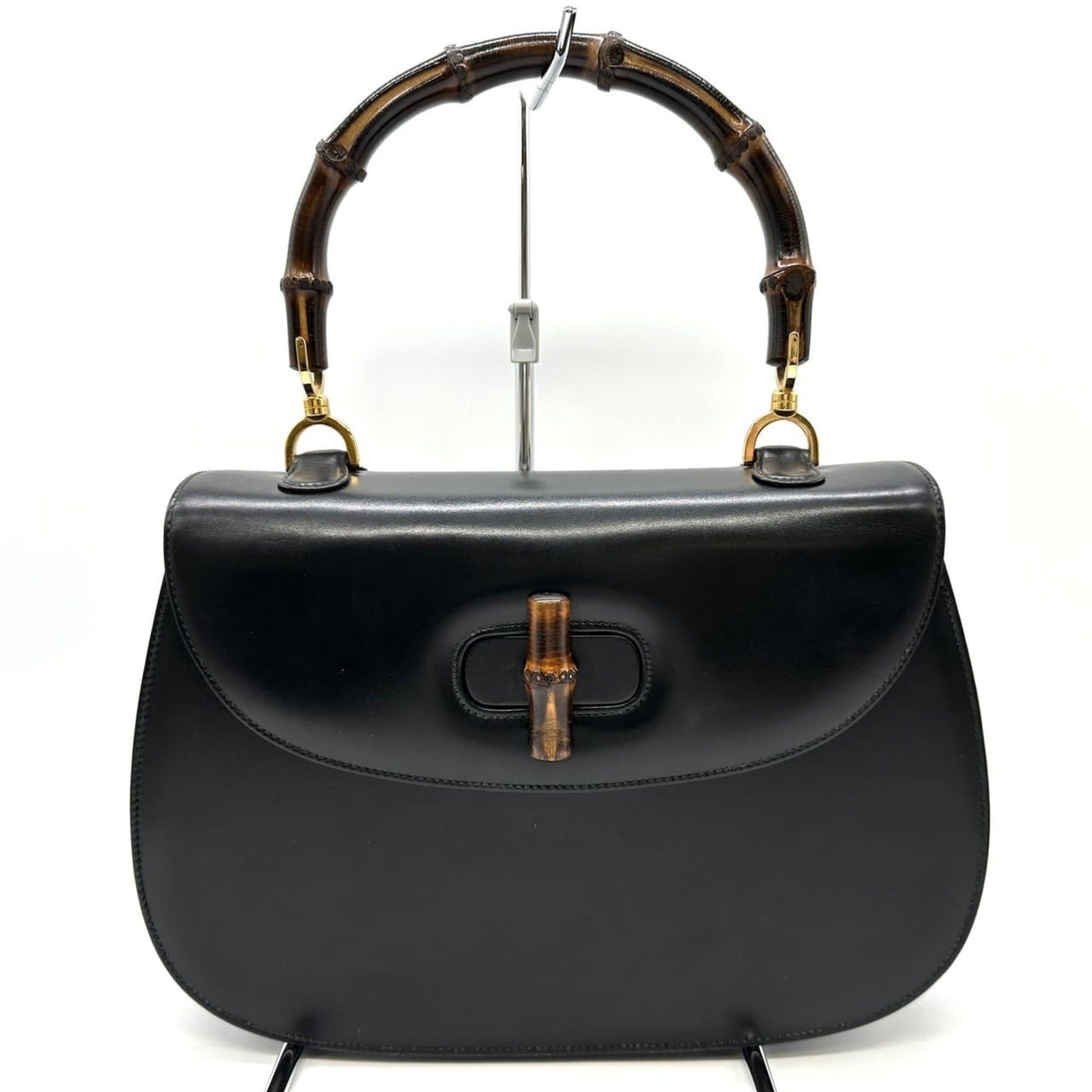 Gucci GUCCI 000 46 Bamboo Handbag Leather Black Old Gucci Women's Size ONE SIZE - 1 Thumbnail