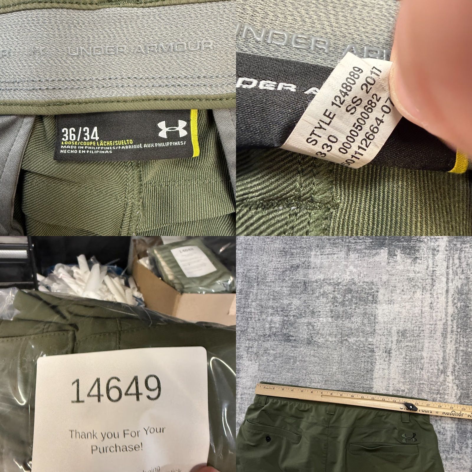 Under Armour Under Armour Pants Mens 36x34 Green Nylon Polyester Spandex Chino Flat Front Pockets Stretch Size US 36 / EU 52 - 8 Thumbnail