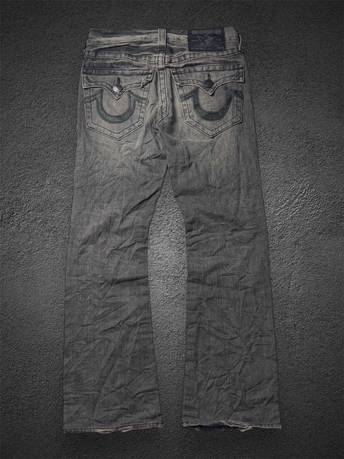 If Six Was Nine flared leather logo true religion distressed denim jeans Size US 30 / EU 46 - 1 Thumbnail