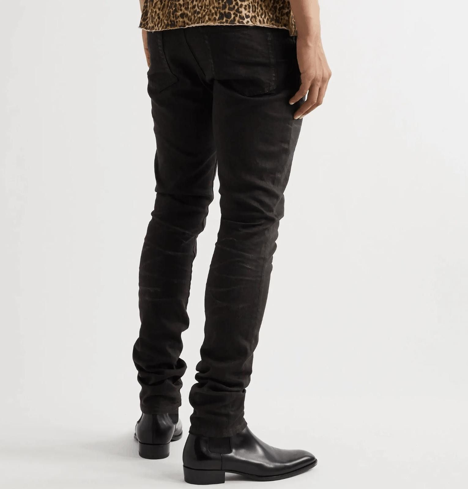 Saint Laurent Paris Saint Laurent D24 Silver Coated Black Denim Jeans Size US 29 - 9 Thumbnail