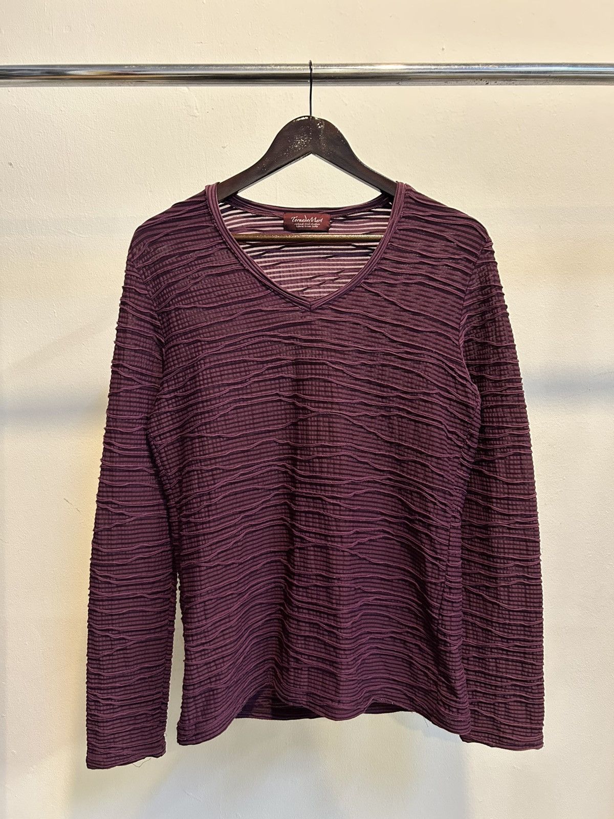 Tornado Mart Tornado Mart Burgundy Long Sleeved Textured Top Size US S / EU 44-46 / 1 - 1 Thumbnail