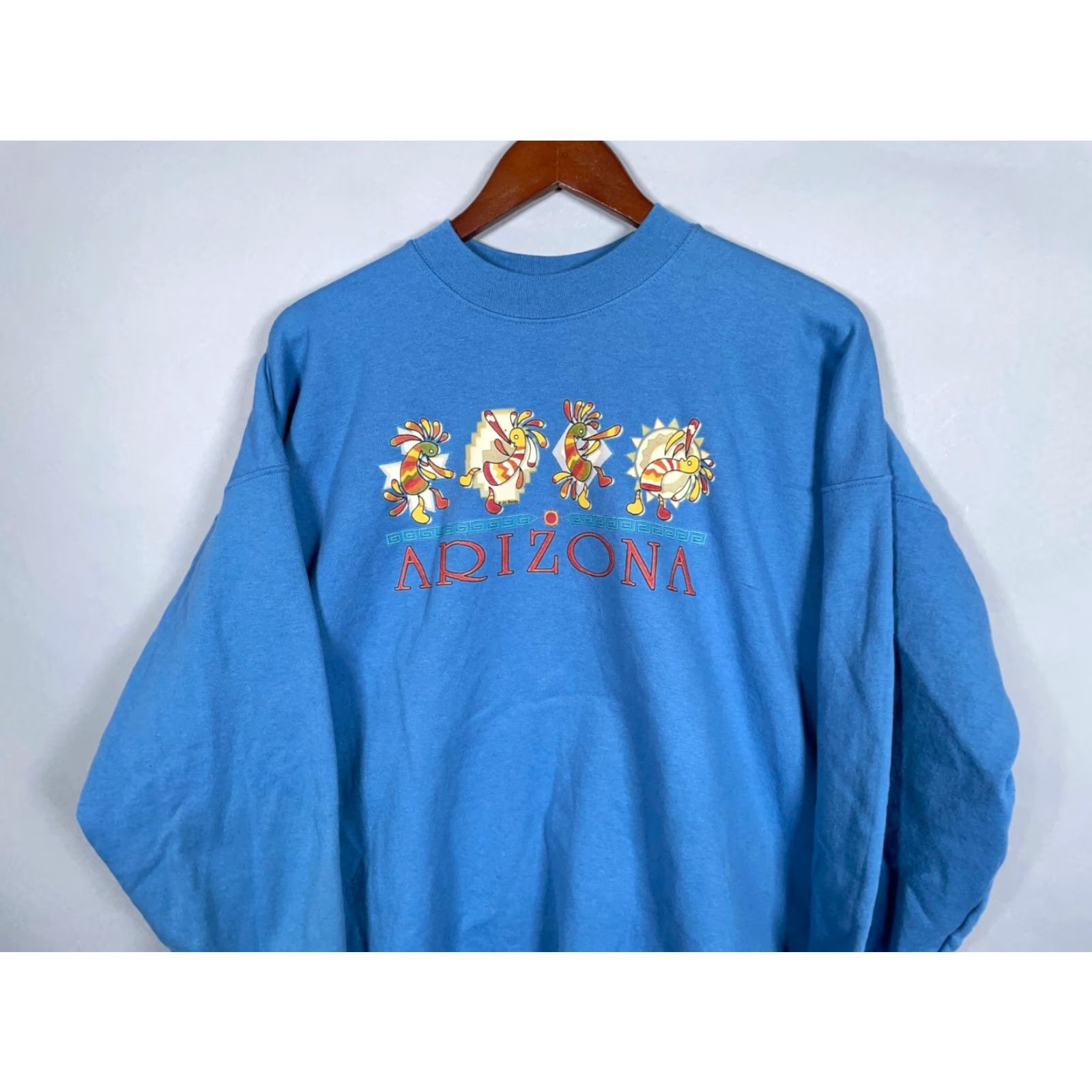 Hanes VTG Yes Arizona Kokopelli Print Sweatshirt Hanes XL Blue Crewneck Tribal Art Size US XL / EU 56 / 4 - 4 Thumbnail