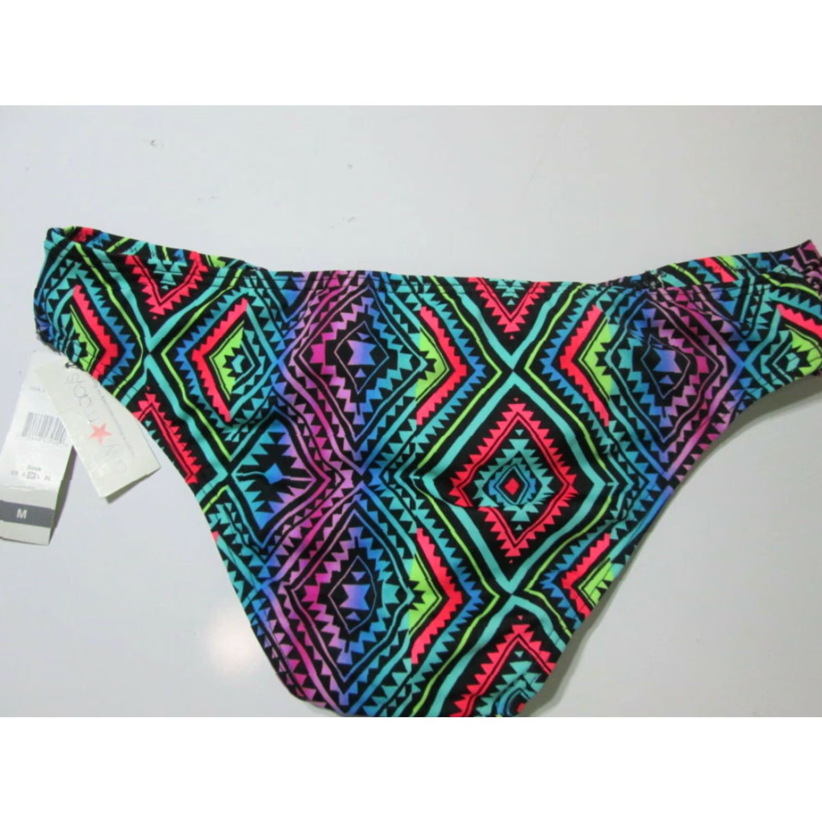 Vintage NWT Only Macys Womens Size M Bikini Bottom Black Multi Hipster Ruched Side Swim Size 32" / US 10 / IT 46 - 2 Thumbnail