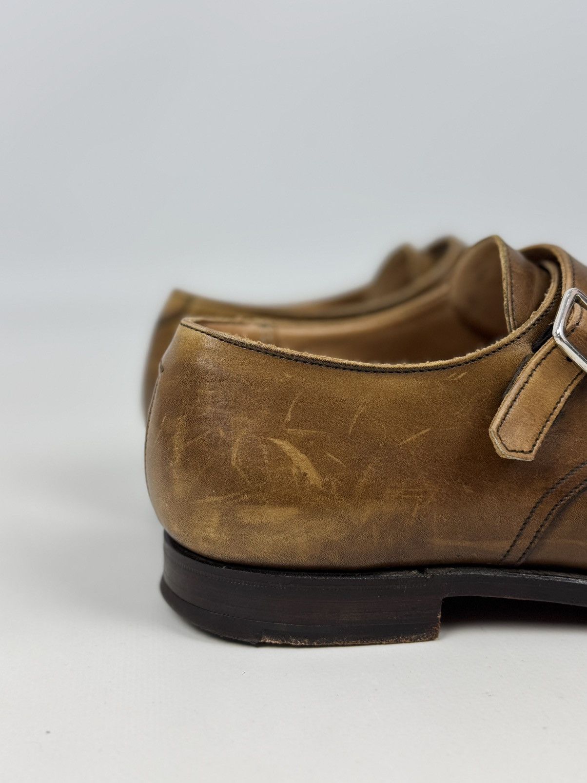 Crockett&Jones Lowndes Monk Leather Brown Shoes US8