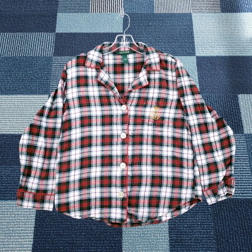 Ralph Lauren Lauren Ralph Lauren Pajama Top Womens L Large Red Plaid Long Sleeves Sleepwear Size L / US 10 / IT 46 - 1 Thumbnail