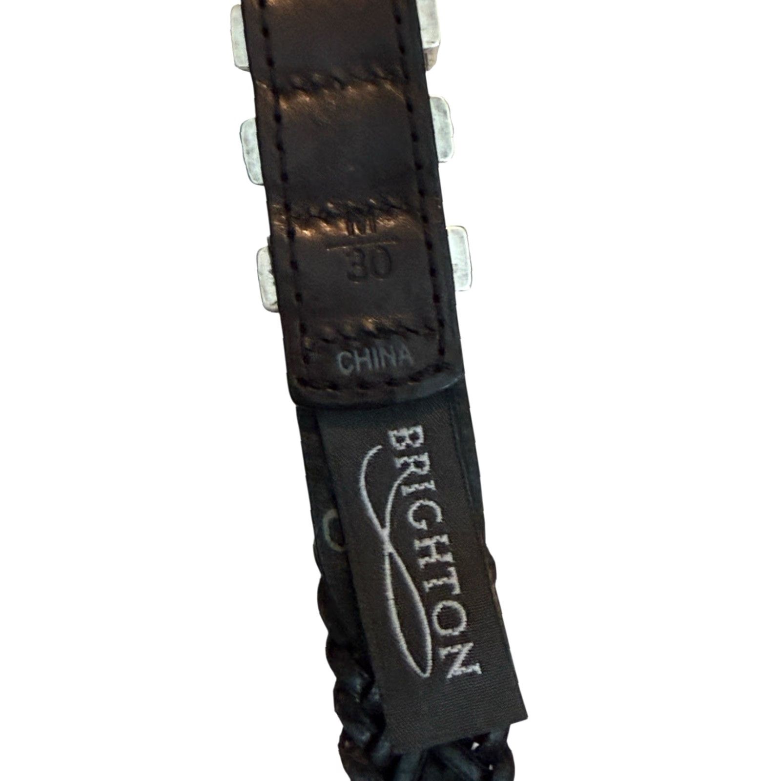 Brighton VINTAGE Brighton Black Leather Woven Belt Women’s Size 30 (M) EUC Q2003 Buckle Adjustable 1” Wide Mens Womens Girls Boys Size ONE SIZE - 7 Thumbnail