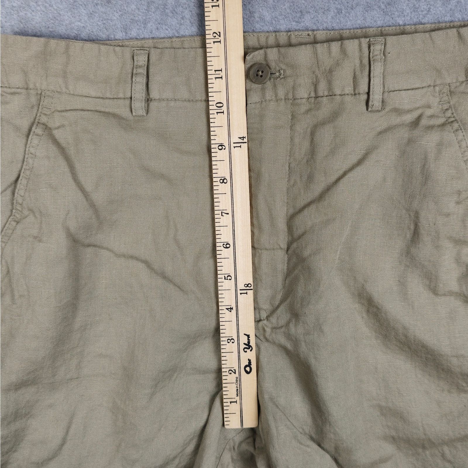 Zara Zara Large Light Beige 100% Linen Flat Front Chino Shorts Size US 32 / EU 48 - 17 Thumbnail