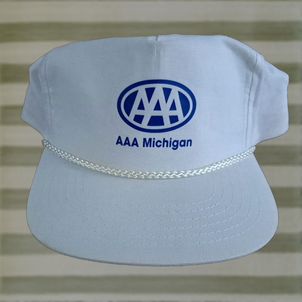AAA AAA Auto Insurance Triple A Michigan Hat Snapback White EUC Mens Adjustable Size White Sports Hat Snapback Mens Size ONE SIZE - 1 Thumbnail