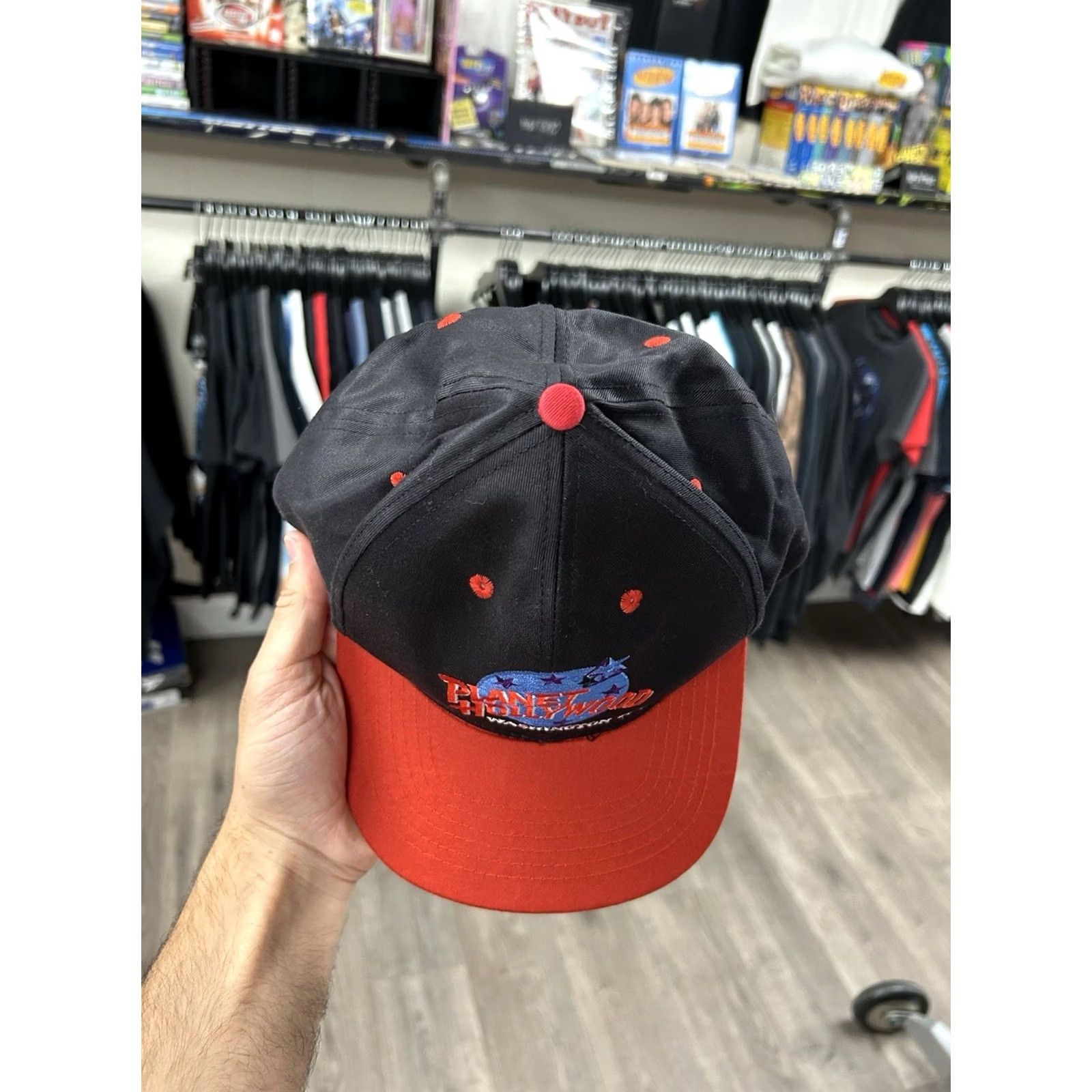 Planet Hollywood VINTAGE Planet Hollywood Washington D.C. Snapback Hat Adjustable 90s Black/Red Unisex Adults Size ONE SIZE - 4 Thumbnail