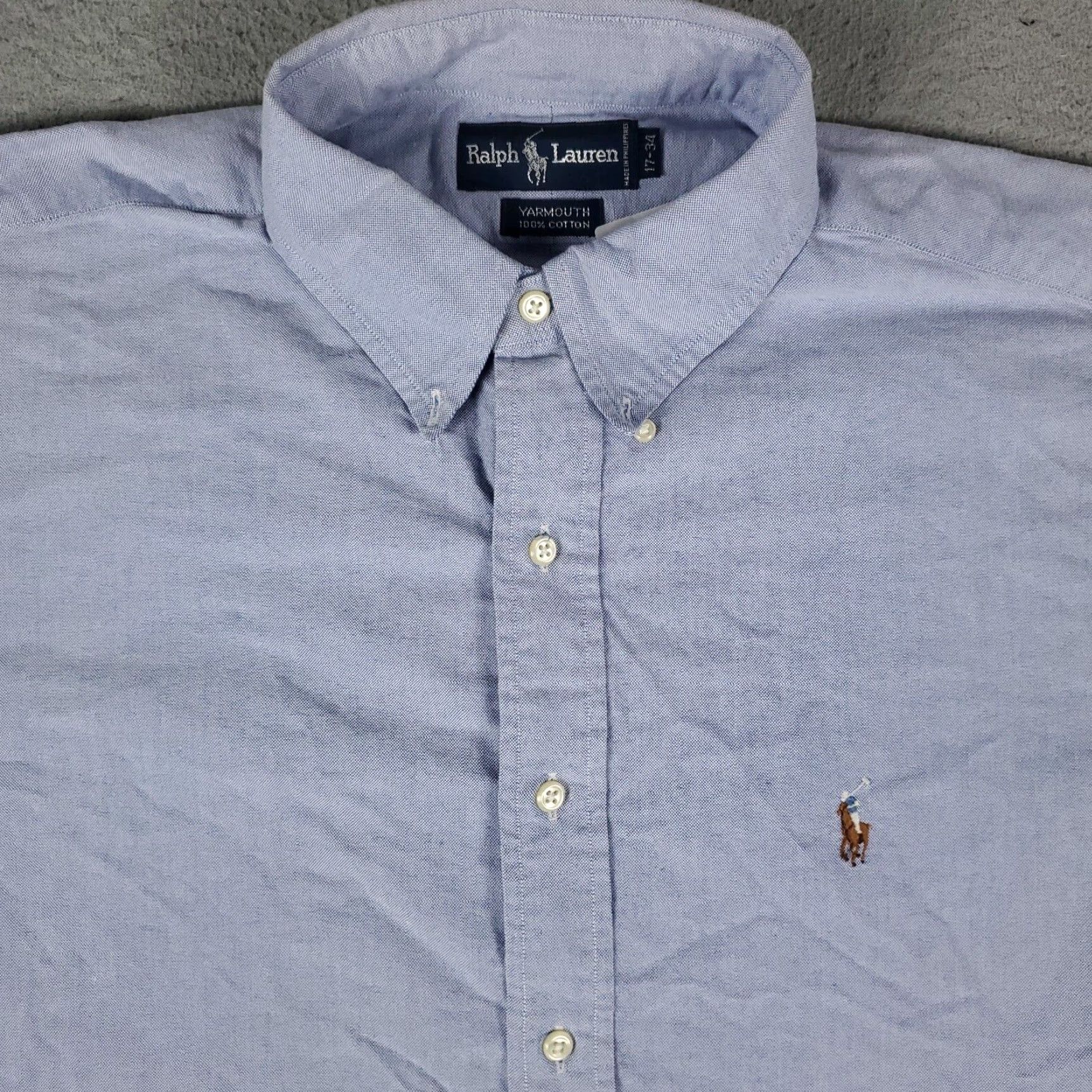 Ralph Lauren Ralph Lauren Dress Shirt Mens Size 17 Blue Long Sleeve Button-Down Regular Fit Size 46R - 2 Thumbnail