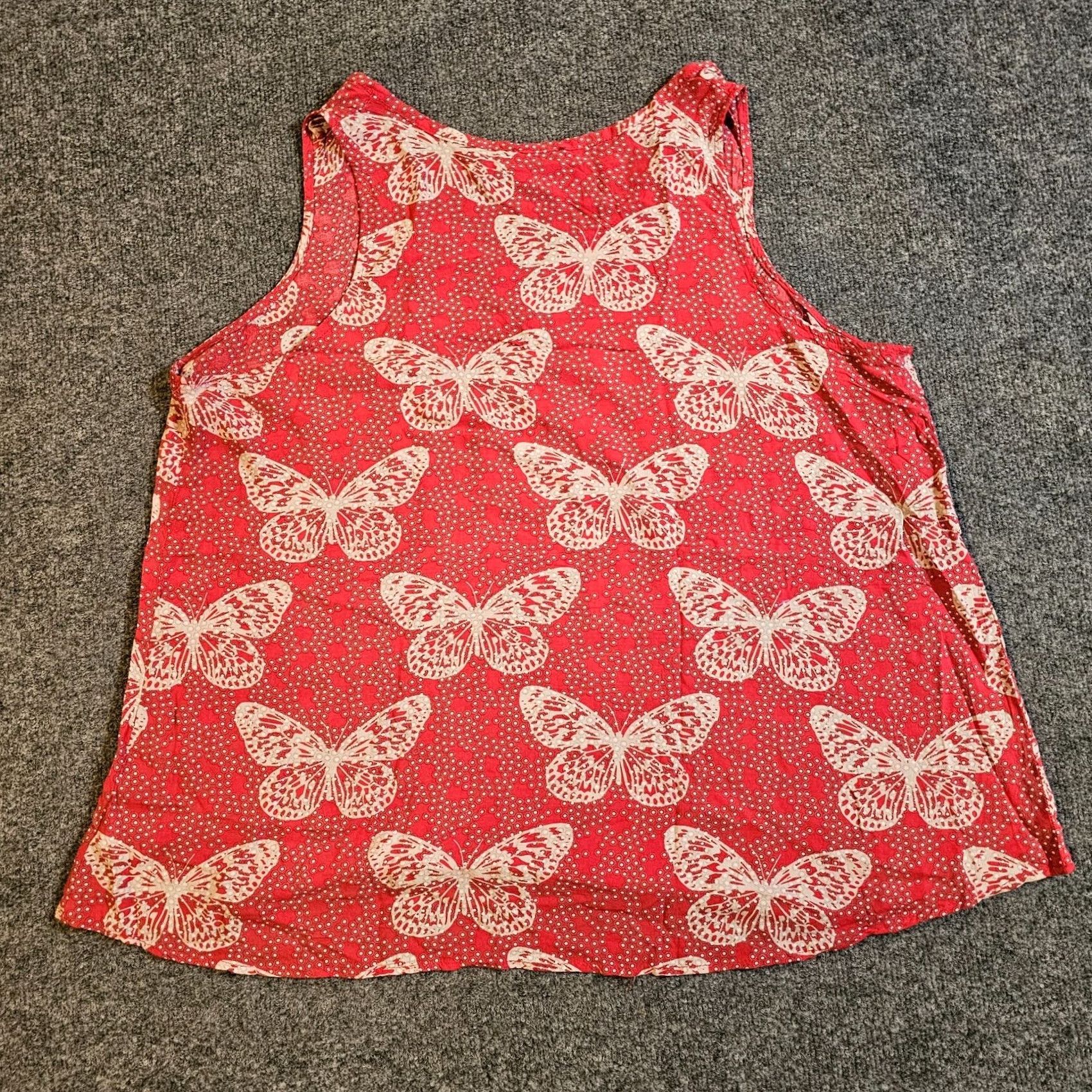 Vintage Hale Bob Tank Top Womens 2X Red Butterfly Sleeveless V Neck Casual Layer Classic Size XXL / US 16-18 / IT 52-54 - 7 Thumbnail