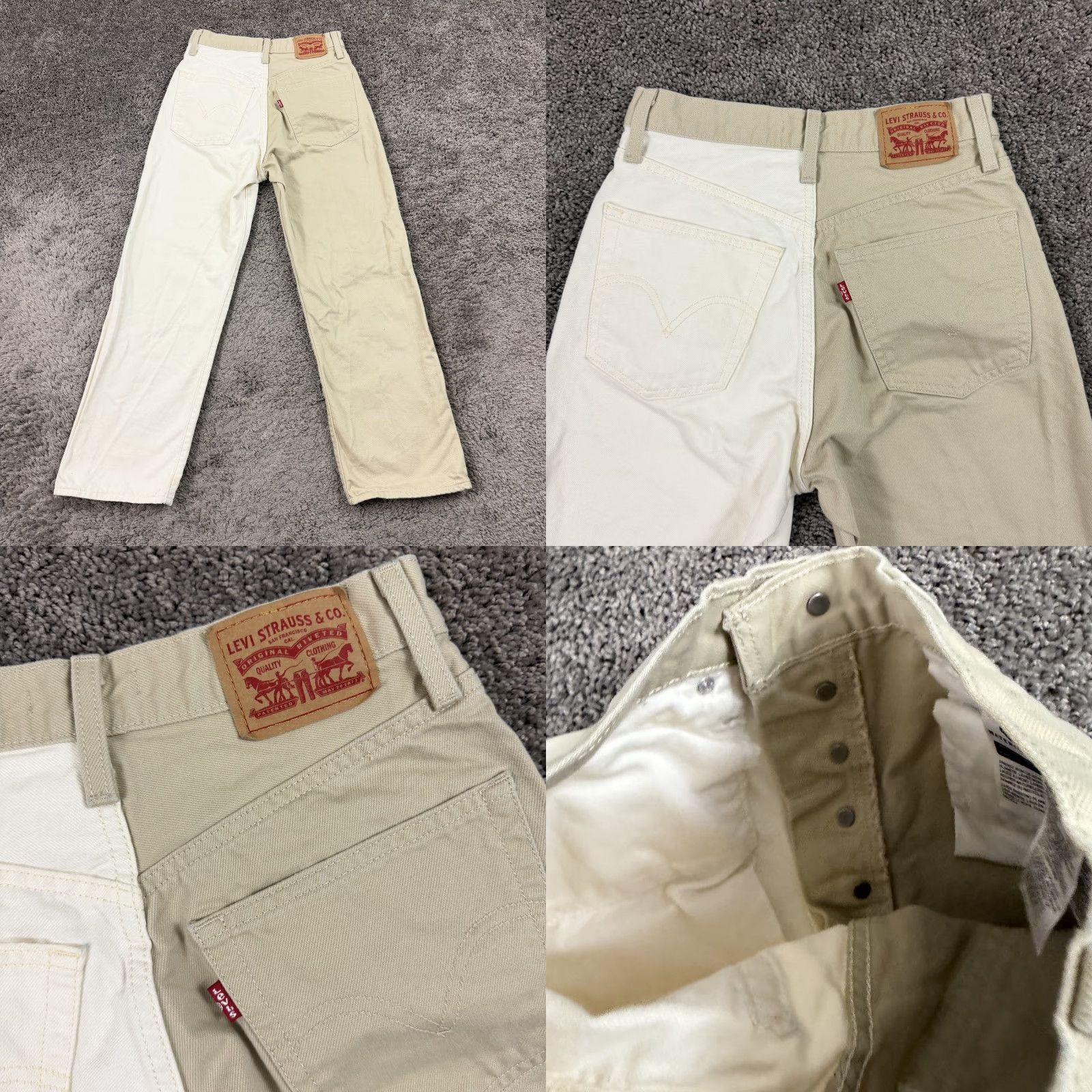 Levi's Levis Ribcage Straight Jeans Women 27 Beige Two Tone Ankle Button Fly 24x26 Womens Size 27" / US 4 / IT 40 - 8 Thumbnail
