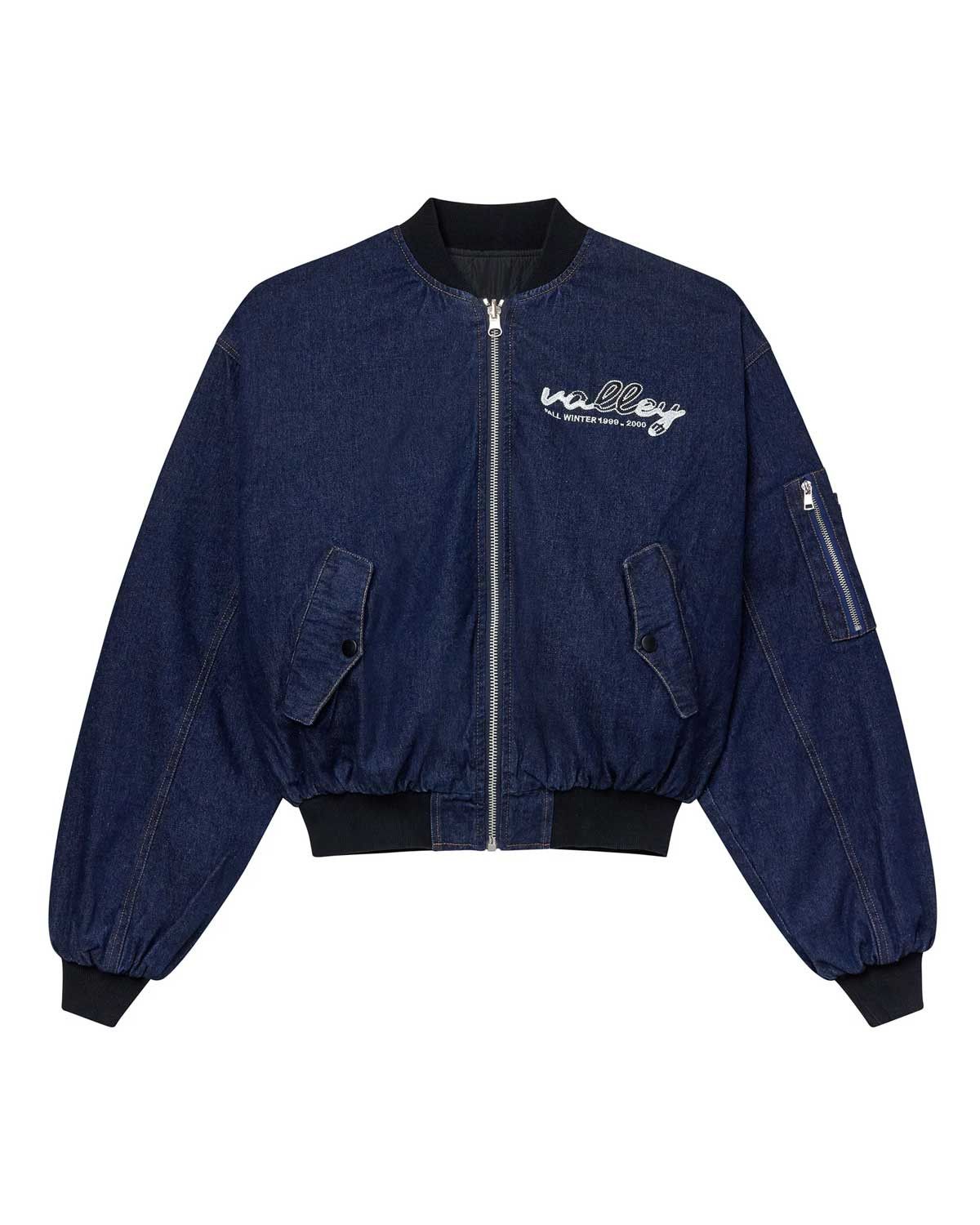Vale Forever 1999-2000 Raw Denim Bomber Jacket Navy Size US M / EU 48-50 / 2 - 1 Thumbnail