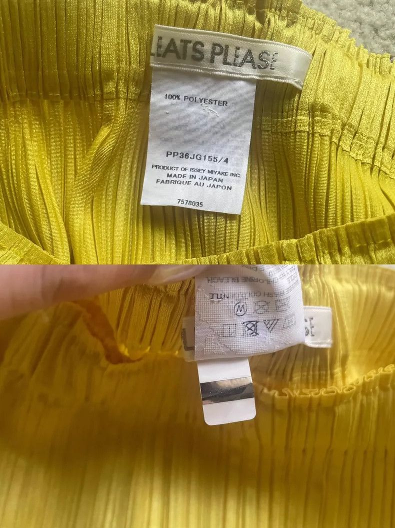 Issey Miyake Issey Miyake size:4 Lemon yellow side slightly slit pleate Size 23" - 3 Thumbnail