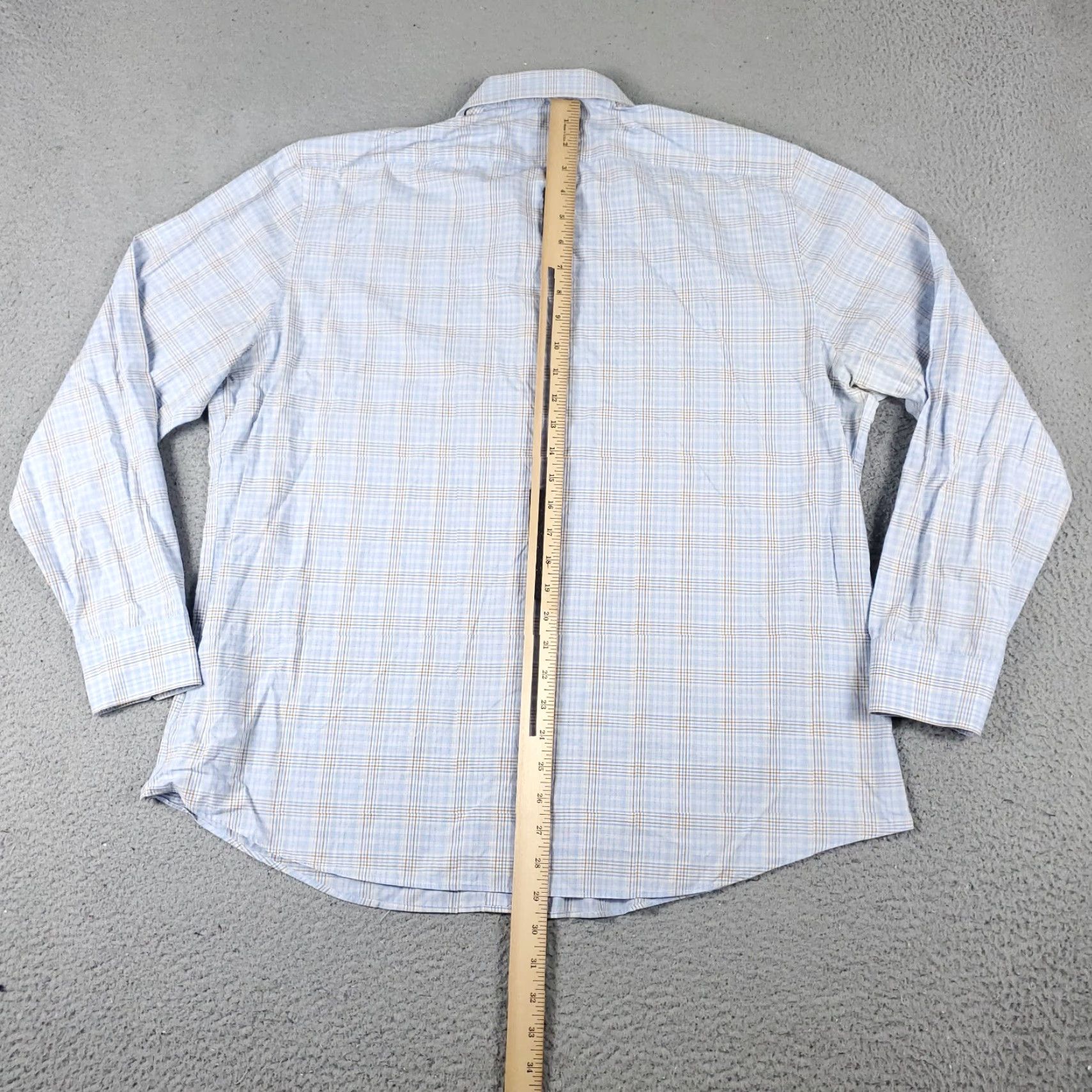 Vintage Penguin Dress Shirt Mens 17 Blue Plaid Long Sleeve Button Up Regular Fit Size 46R - 5 Thumbnail