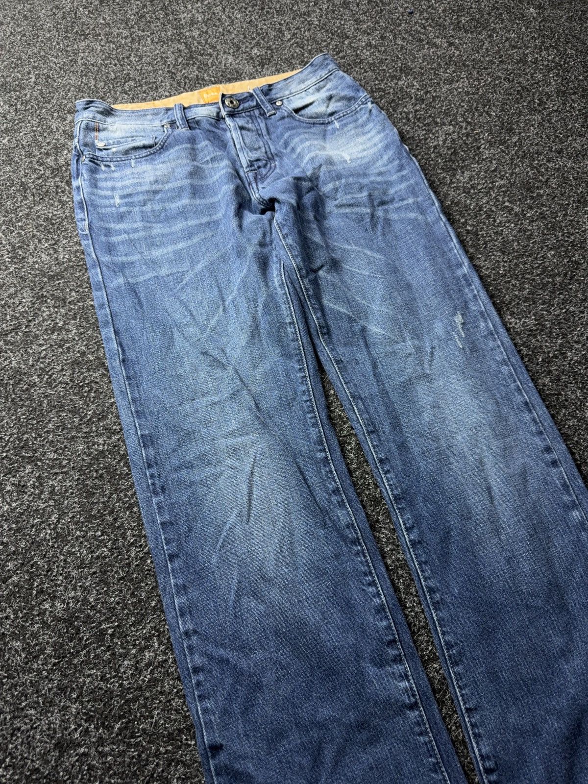 Hugo Boss Luxury Y2K Distressed Vintage Hugo Boss Orange Jeans Blue Size US 31 - 5 Thumbnail