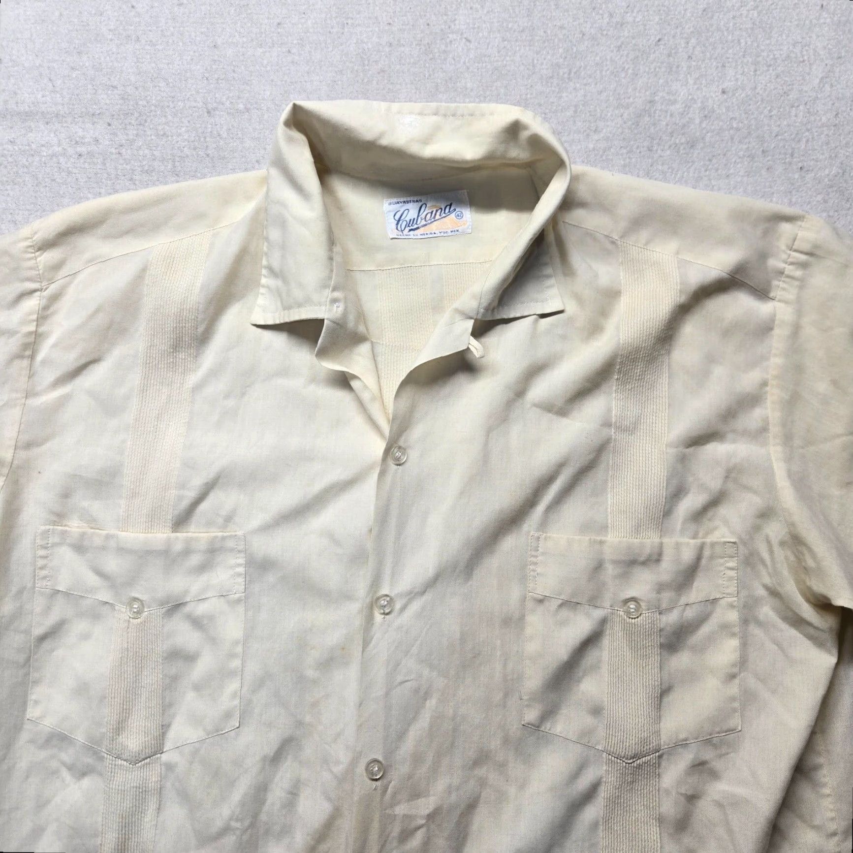 Vintage VINTAGE Cubana Shirt Mens Adult 42 Beige Tan Long Sleeve Button-Up Size US XL / EU 56 / 4 - 2 Thumbnail