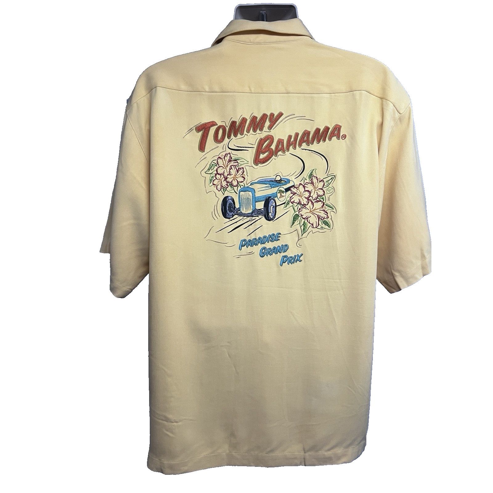 Tommy Bahama Tommy Bahama Yellow Silk Embroidered Button Up Camp Shirt L Size US L / EU 52-54 / 3 - 1 Thumbnail