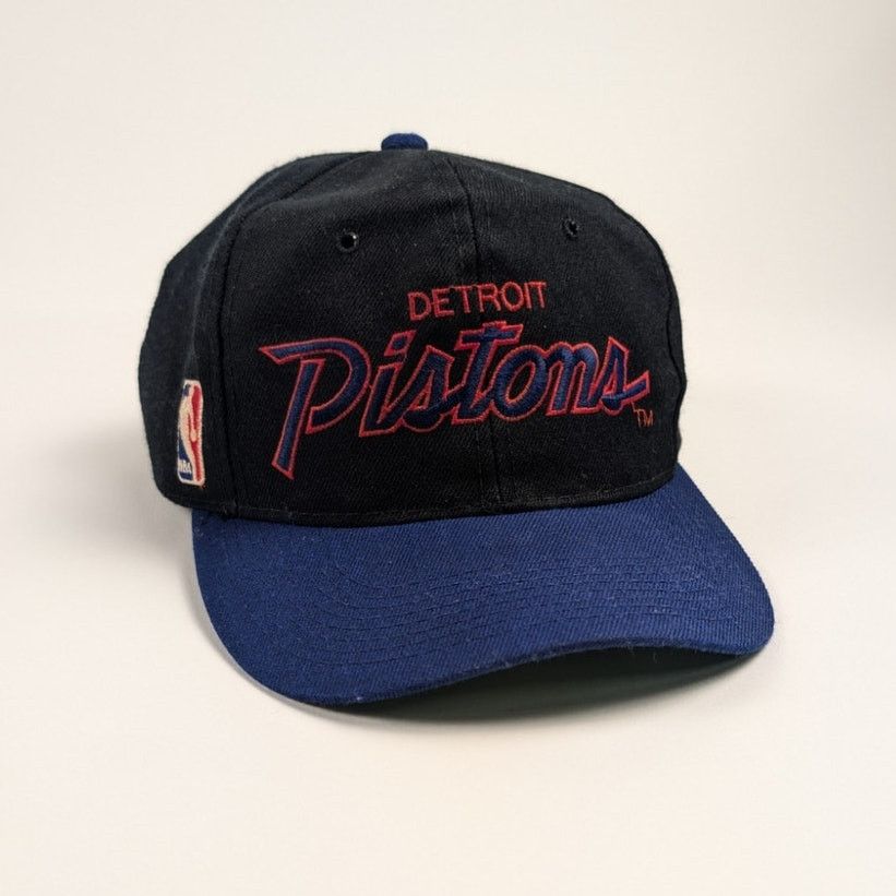 Vintage Sports Specialties Detroit Pistons Snapback sale Hat Script NBA White Cap