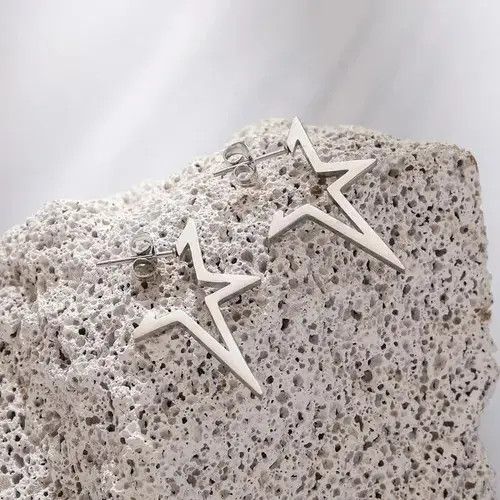 Other 925 Silver Plated Pentagram Star Stud Earrings for Men Women Size ONE SIZE - 1 Thumbnail