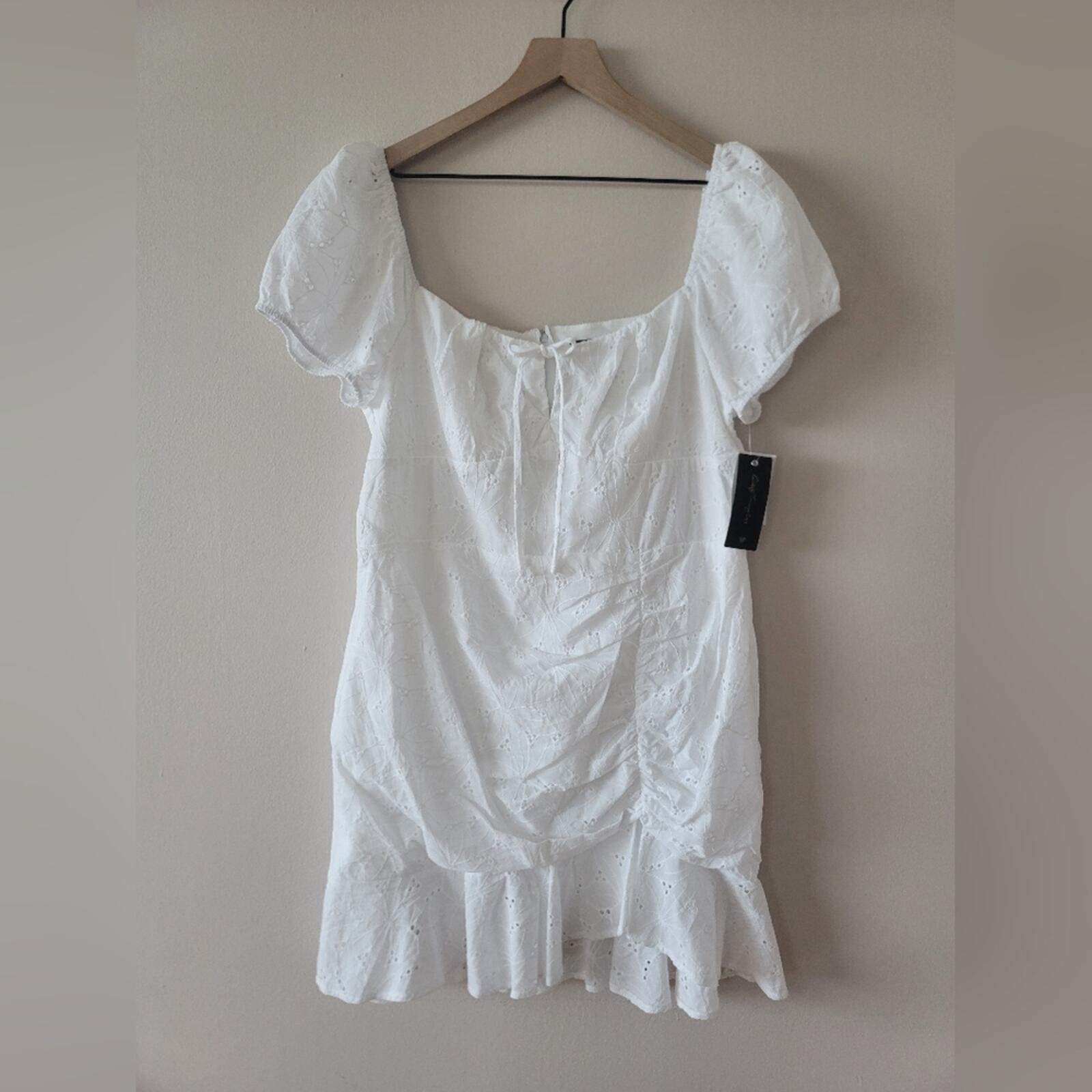 Other City Triangles White Eyelet Mini Dress NWT SZ 19 Cotton Size XL / US 12-14 / IT 48-50 - 2 Thumbnail