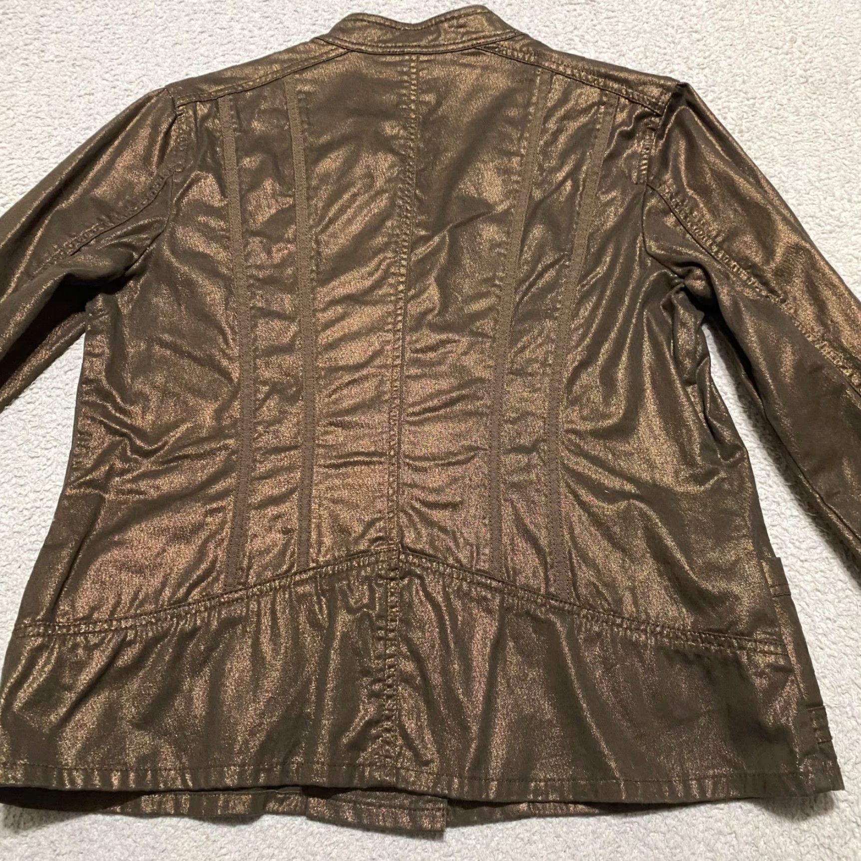 Coldwater Creek Coldwater Creek Jacket Womens 12P Brown Shiny Metallic Long Sleeve Button-Up Size XL / US 12-14 / IT 48-50 - 2 Thumbnail