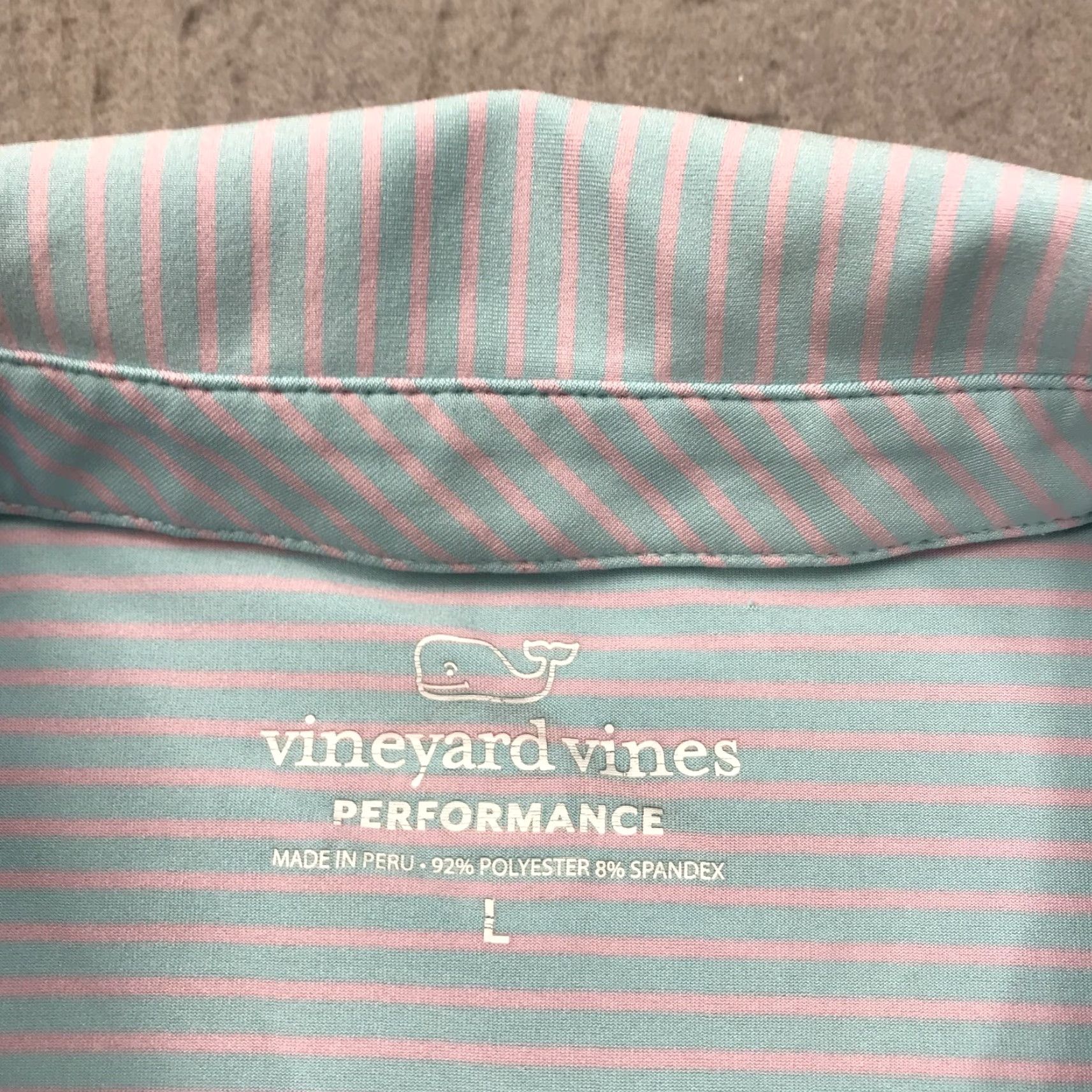 Vineyard Vines Vineyard Vines Polo Shirt Mens Large Blue Pink Whale Striped Performance Golf Polo Shirt Mens L Blue Whale Striped Performance Golf Size US L / EU 52-54 / 3 - 4 Thumbnail