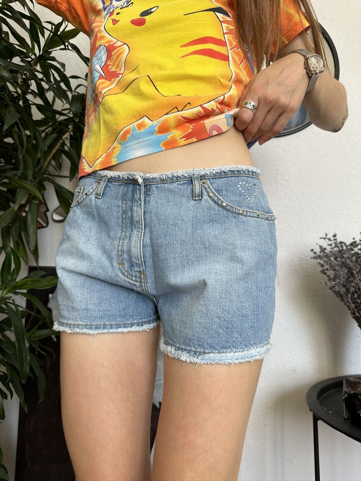 Japanese Brand × Vintage Vintage Sexy Mini Mico Shorts y2k Distressed Trim Studs Size 30" / US 8 / IT 44 - 5 Thumbnail