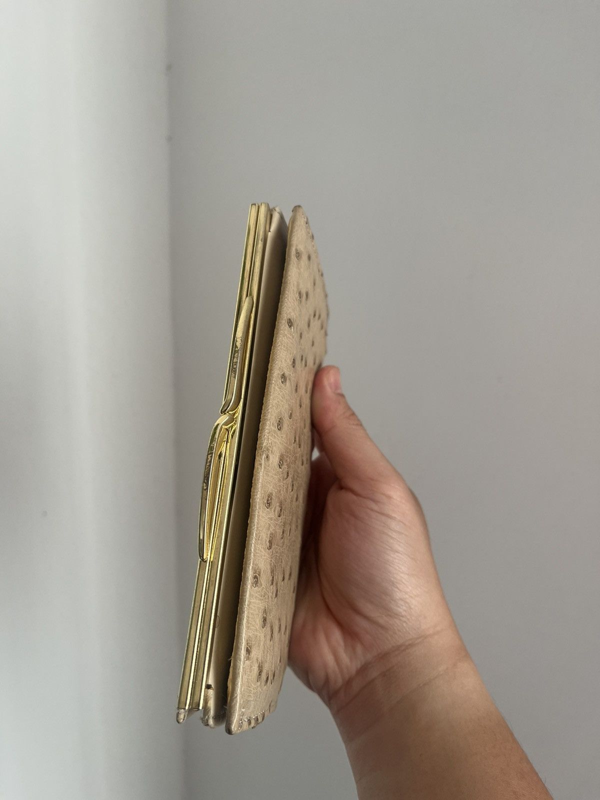 Vintage Long wallet ostrich Leather Y2k junya watanabe style