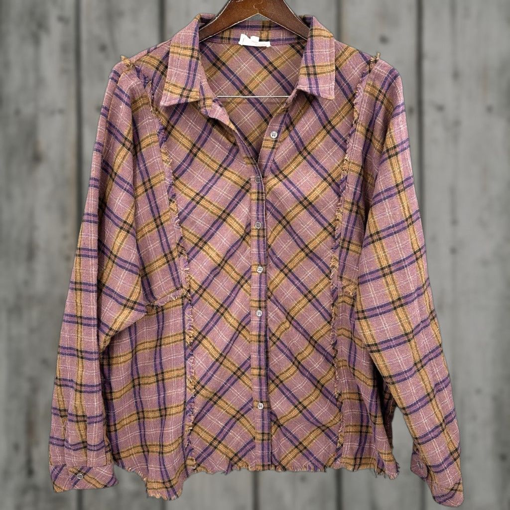 Vintage Heyson Flannel Shirt Womens Large Purple Plaid Button-Up Long Sleeve Dolman Business Casual Size L / US 10 / IT 46 - 1 Thumbnail