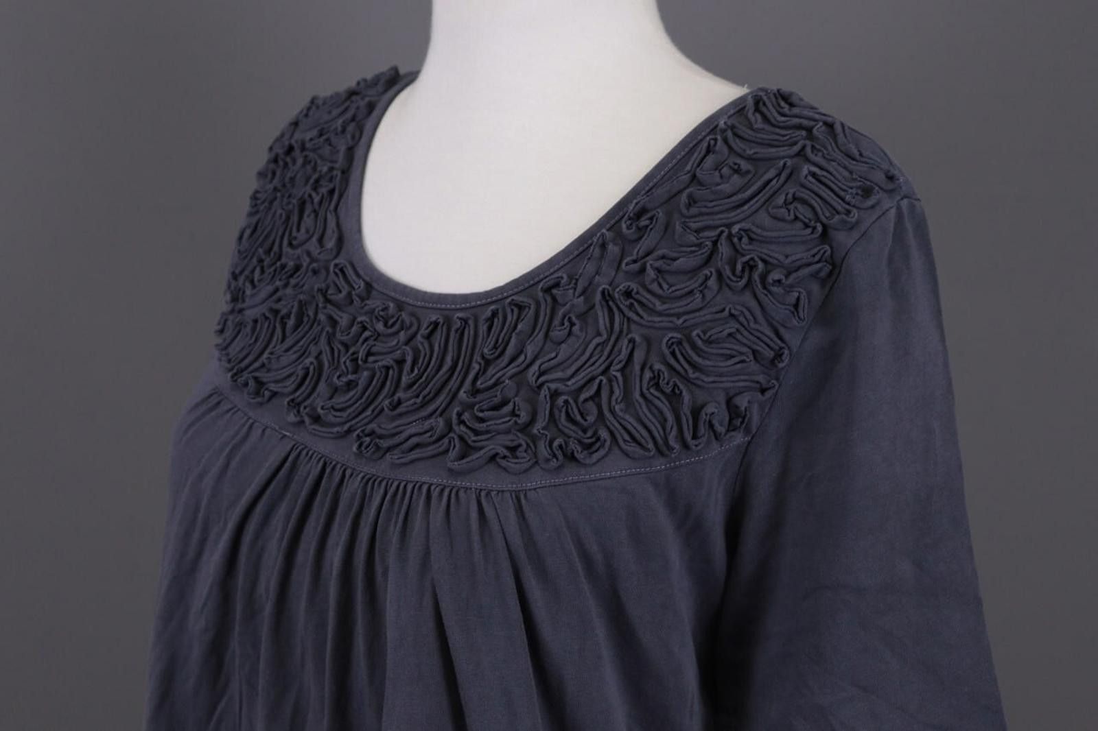 Designer Deerberg by Oska Gray Embroidered Relaxed Knee Dress Size L Size L / US 10 / IT 46 - 6 Thumbnail