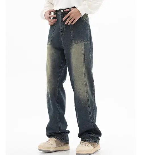 Jean Vintage Wash Distressed Straight Jeans Size US 32 / EU 48 - 3 Thumbnail