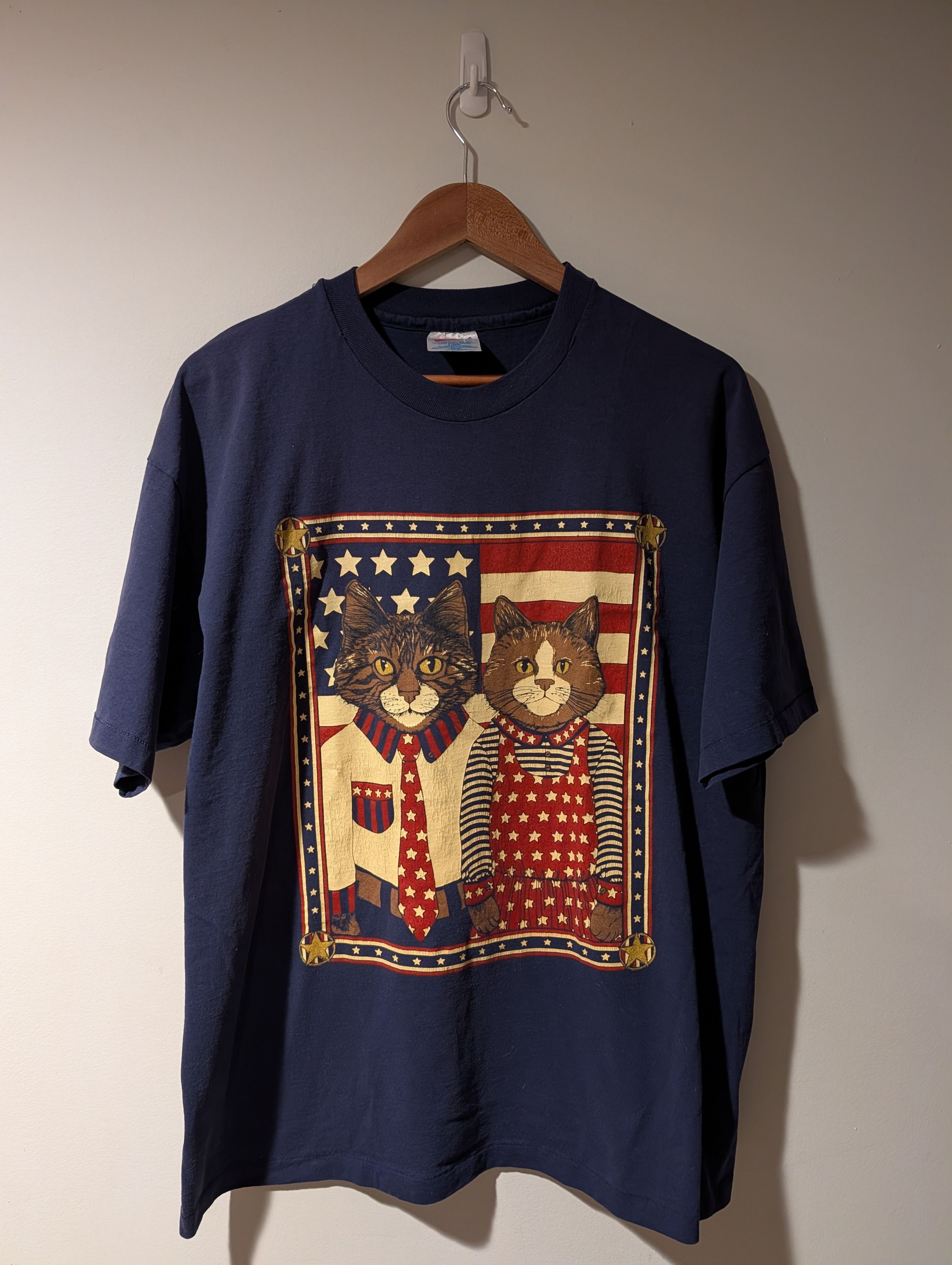 Arts & Science Vintage 90's American Male Female Cat Gothic T-Shirt Size US XL / EU 56 / 4 - 1 Thumbnail