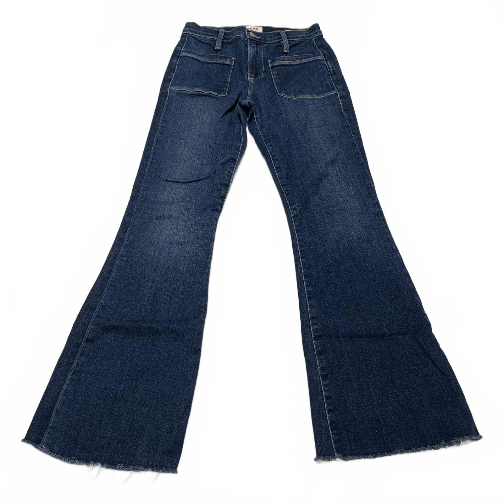 Frame FRAME Le Bardot Crop Flare Jeans Women 23 UK 4 Blue Denim Size 23" - 1 Thumbnail