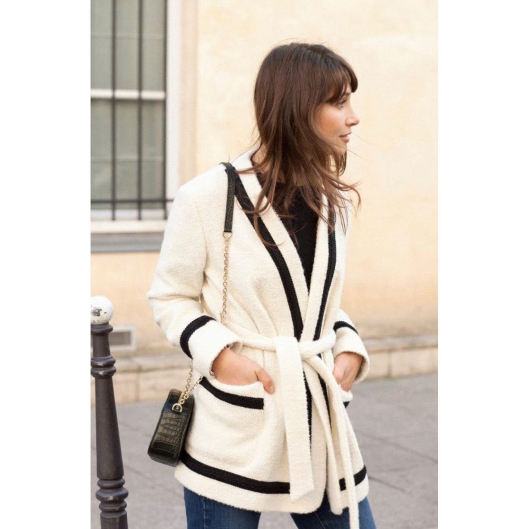 Sezane RARE NWT DUST BAG SEZANE Ivory Black SZ38 US6 Manteau Mike W Size M / US 6-8 / IT 42-44 - 2 Thumbnail