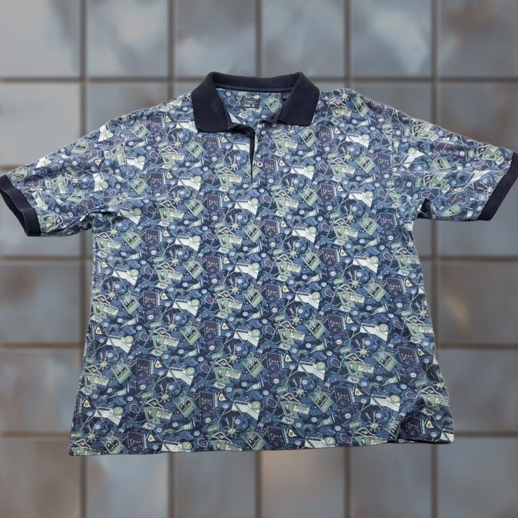 Haggar VINTAGE Haggar Cool 18 Performance Polo Shirt Mens L Short Sleeve All Over Golf Print Shirt Size US L / EU 52-54 / 3 - 1 Thumbnail