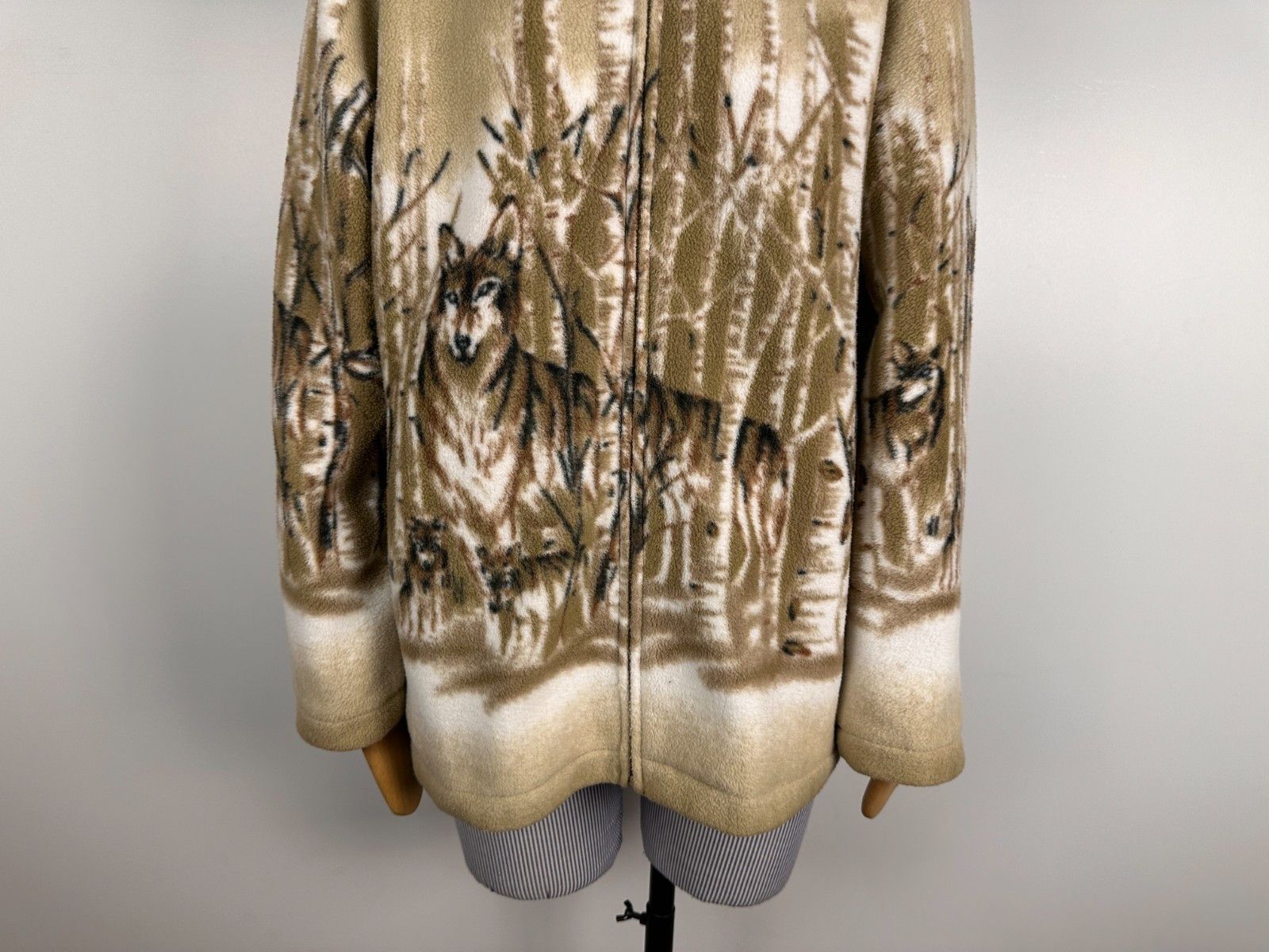 Other Vintage 90s Wolf Nature Over Print Fleece Jacket Size M Size M / US 6-8 / IT 42-44 - 3 Thumbnail