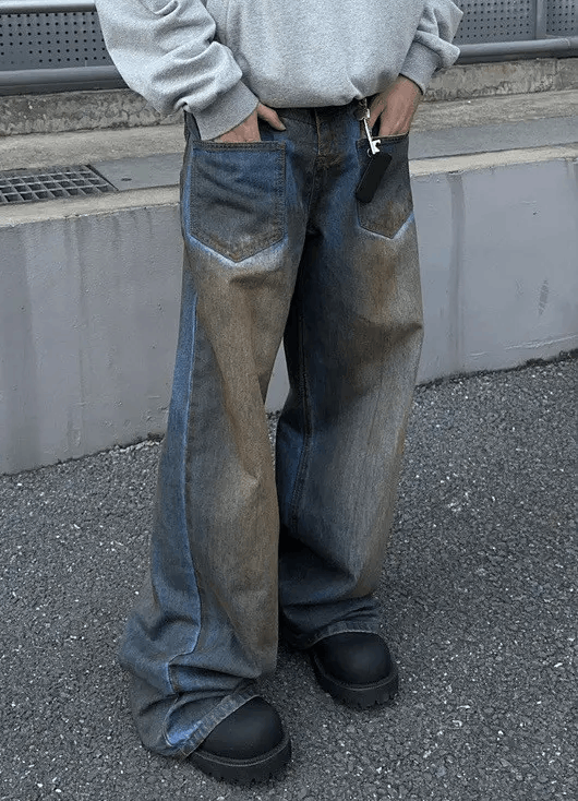Japanese Brand × Vintage Avant garde reverse front dirty mud dyed jeans pants Size US 34 / EU 50 - 2 Thumbnail