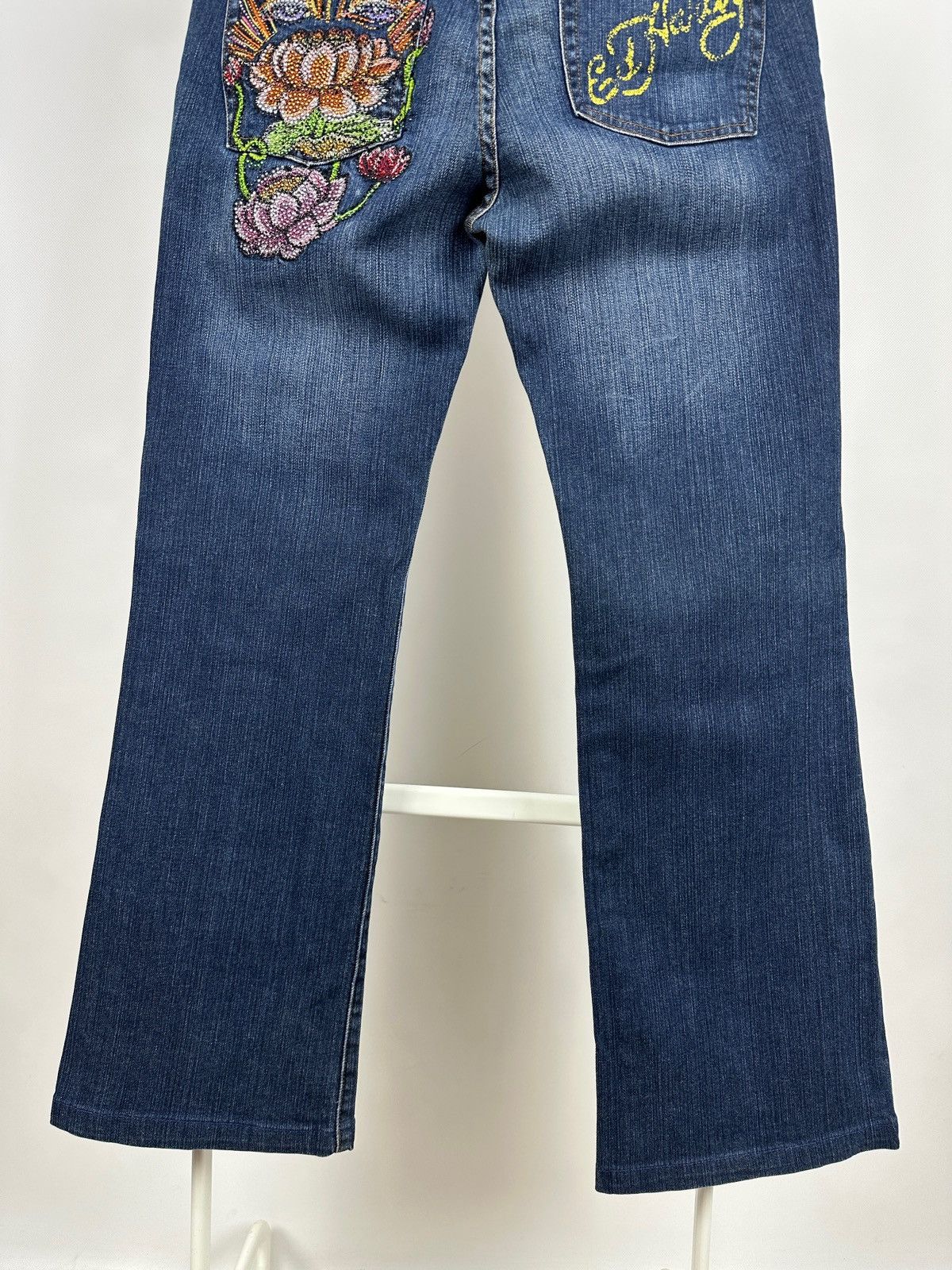 Ed Hardy Ed Hardy Rhinestones Flowers Denim Jeans Pants Size 31" - 8 Thumbnail