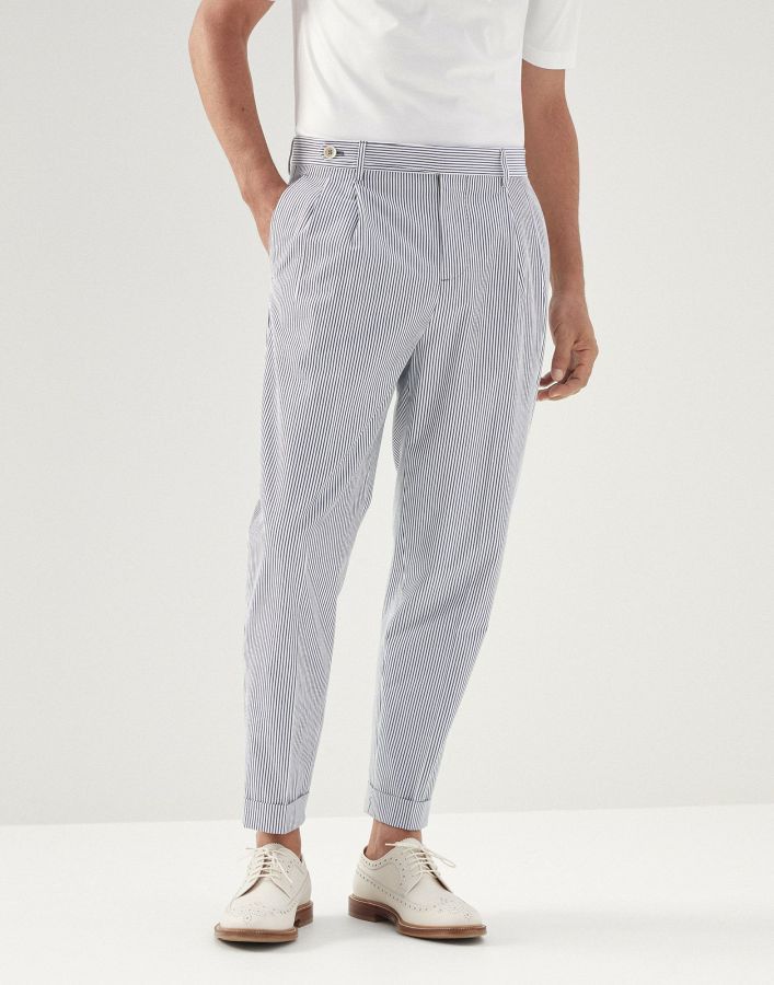 image of Brunello Cucinelli O1W1Db10424 Pants In Open Blue, Men's (Size 34)
