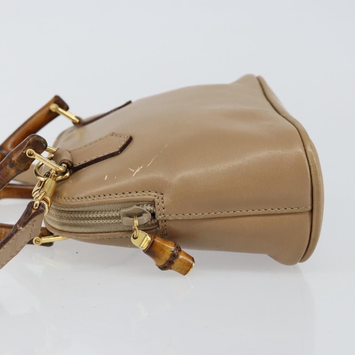 Gucci GUCCI Bamboo Handbag Leather Beige Gold 007 2865 007 2865 Size ONE SIZE - 5 Thumbnail
