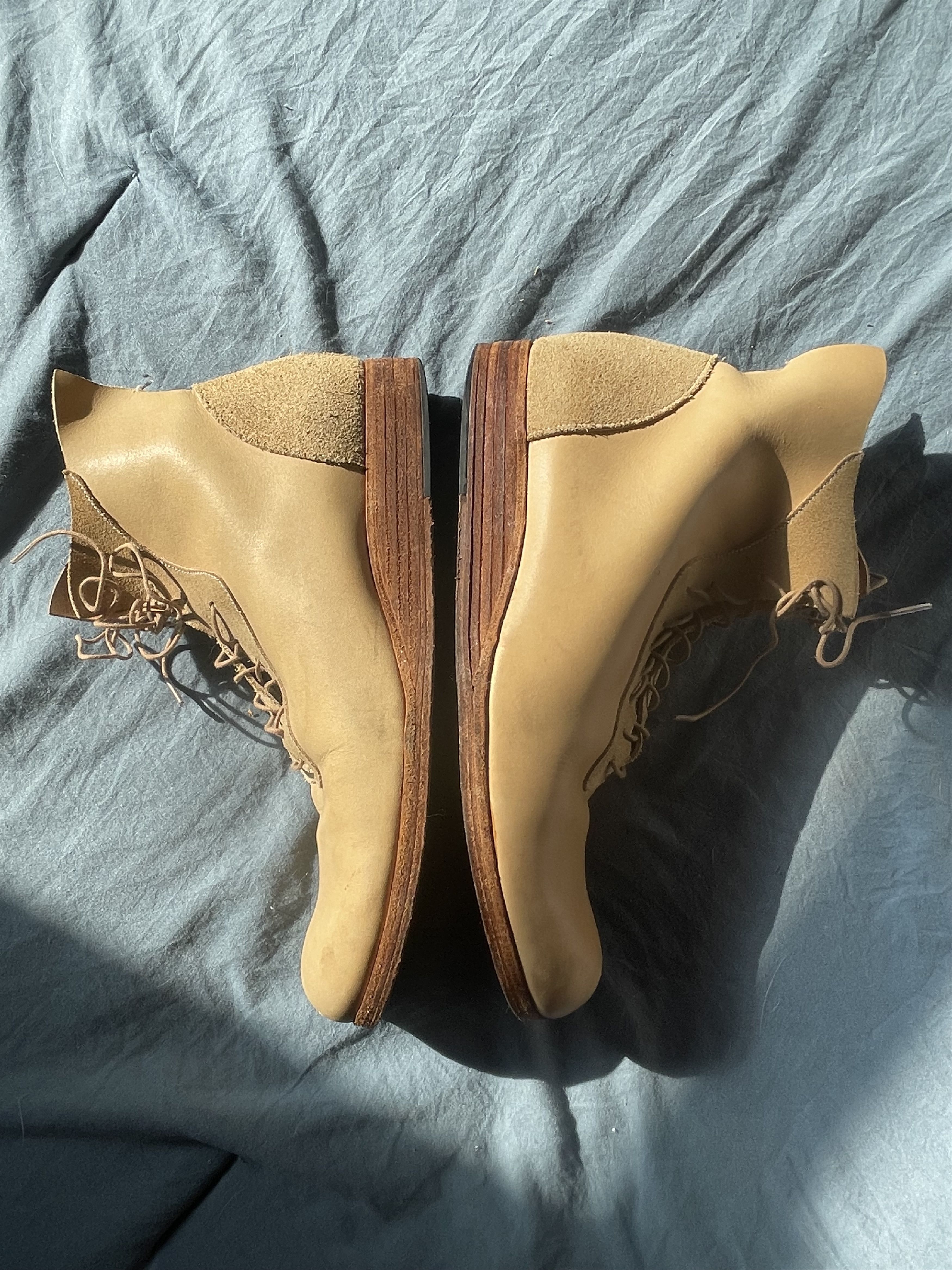 Takahiromiyashita The Soloist. Takahiromiyashita The Soloist Lace-Up Natural Leather Boots Size US 8 / IT 38 - 3 Thumbnail