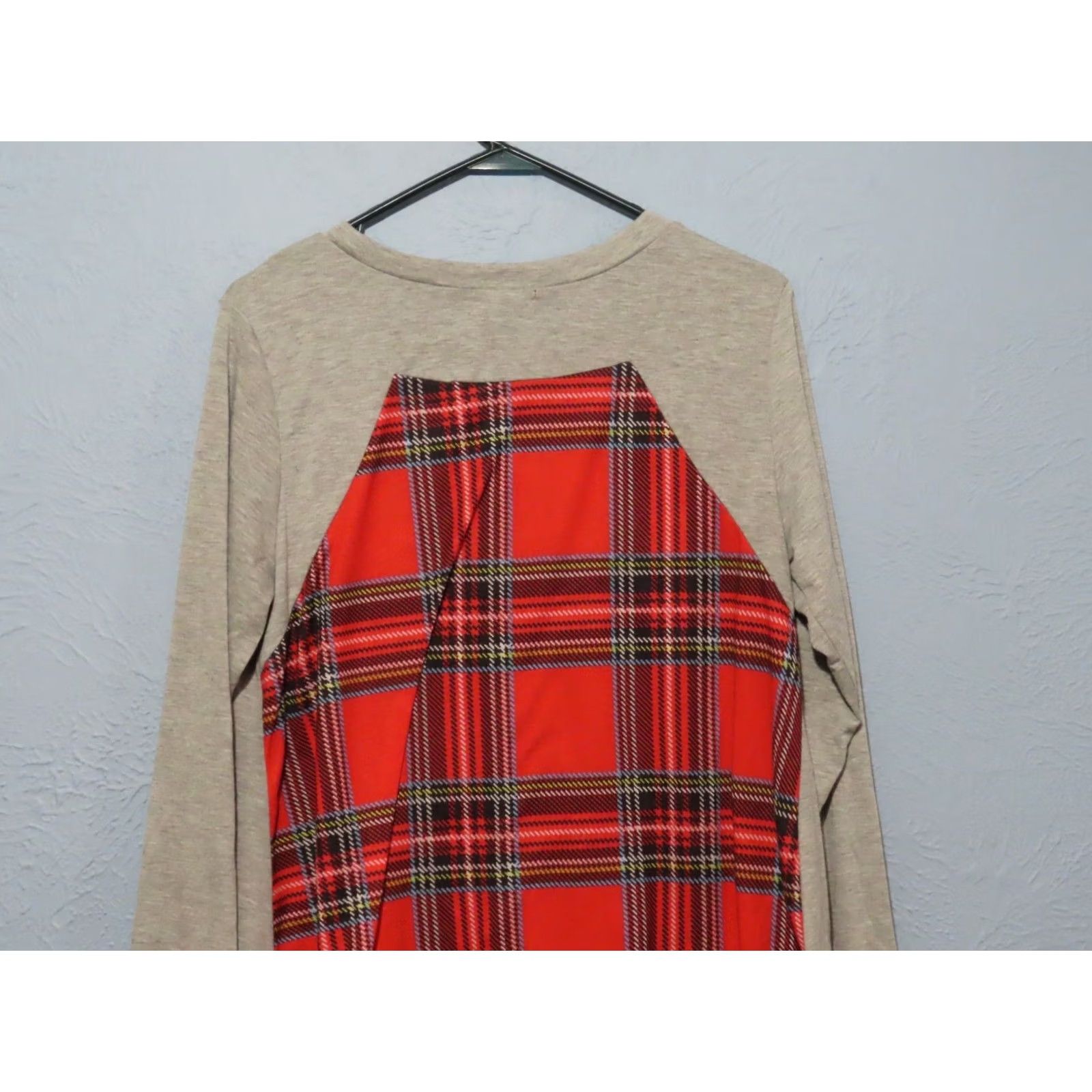 Vintage Simply Southern Women's L Red Plaid Deer Gray Long Sleeve Sleepshirt Gown Size L / US 10 / IT 46 - 8 Thumbnail