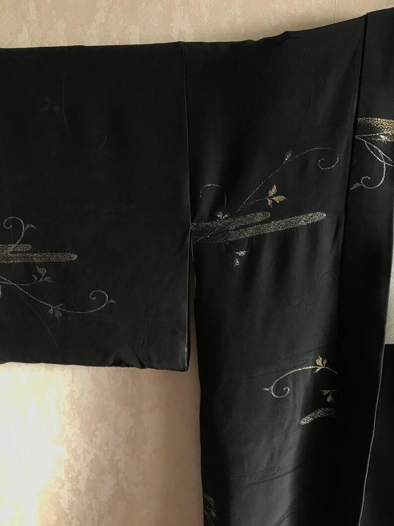 Vintage Vintage Natural Silk 50s black Japanese haori jacket Size M / US 6-8 / IT 42-44 - 9 Thumbnail
