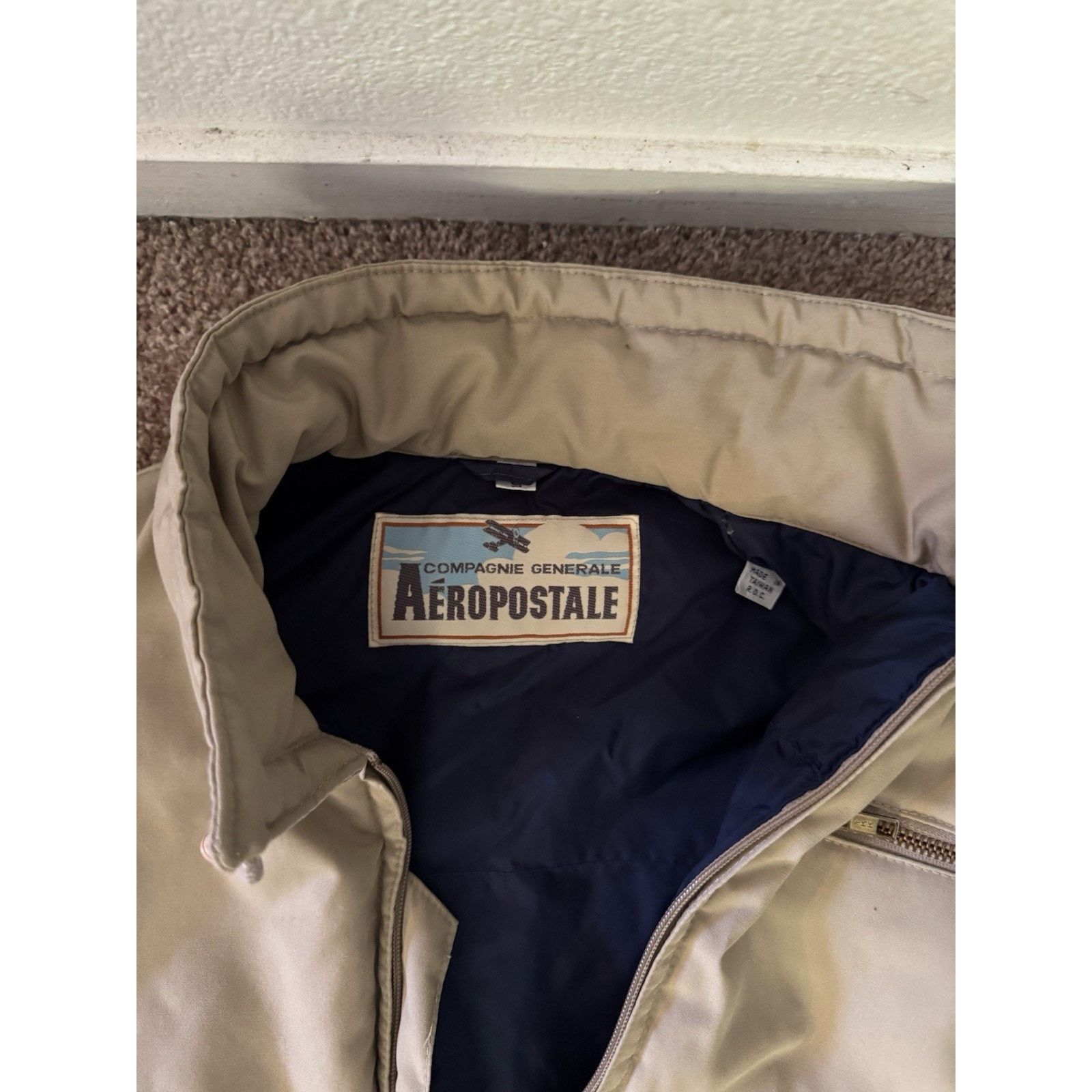 Aeropostale Vtg Compagnie Generale Aeropostle Down Vest Beige Size Small Size US S / EU 44-46 / 1 - 2 Thumbnail