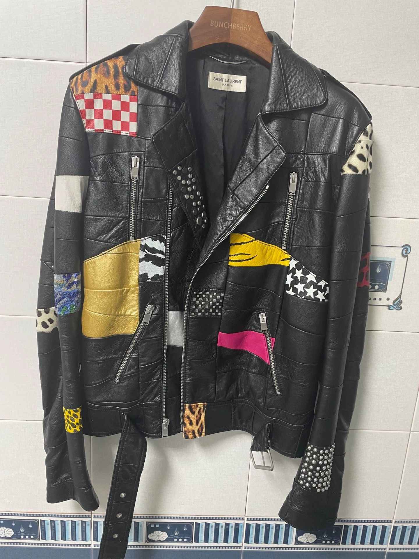 Saint Laurent Paris Saint Laurent Paris Splicing leather jacket Size US S / EU 44-46 / 1 - 1 Thumbnail