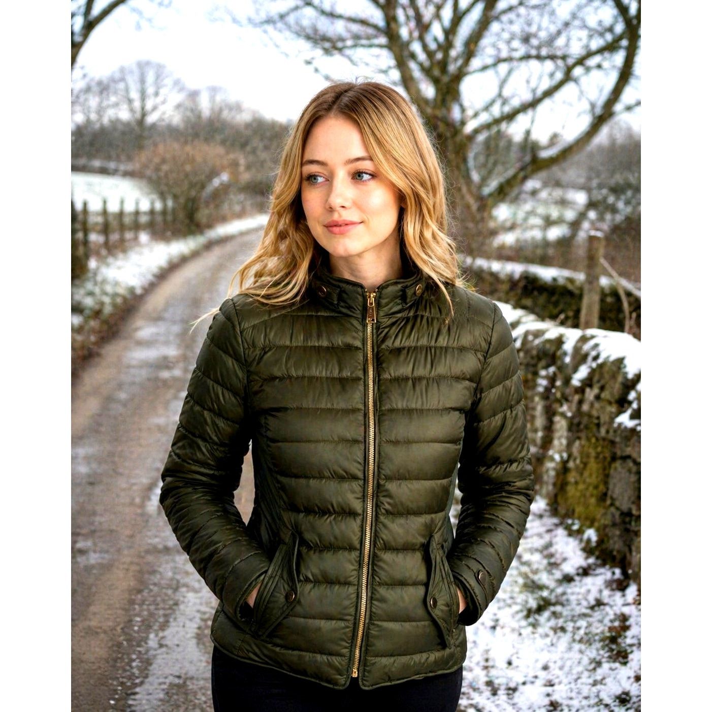 Other Sweet Look Womens Puffer Jacket Forest Green size L Size L / US 10 / IT 46 - 1 Thumbnail